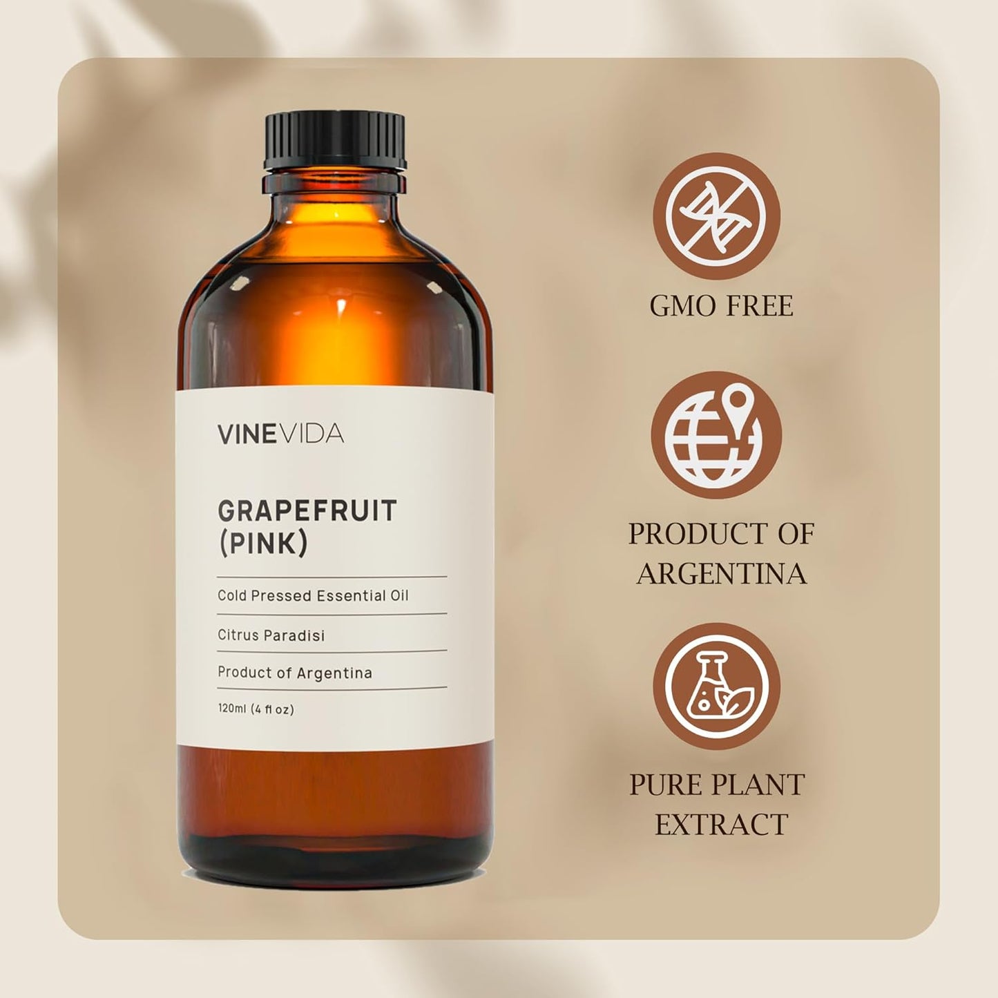 VINEVIDA Pink Grapefruit Essential Oil 4 oz - Undiluted Candle Oil Scent for DIY Candlemaking - Bulk Oil for Soap Making