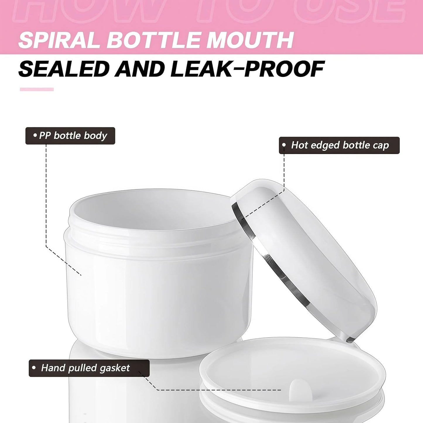 6PCS White Plastic Creams Jar with Inner Liners and Lid Empty Refillable Cosmetic Face Lotions Ointments Bottles Containers Lip Balm Storage Scrub Lotions Dispenser Jars Pots(50ML/1.69OZ)