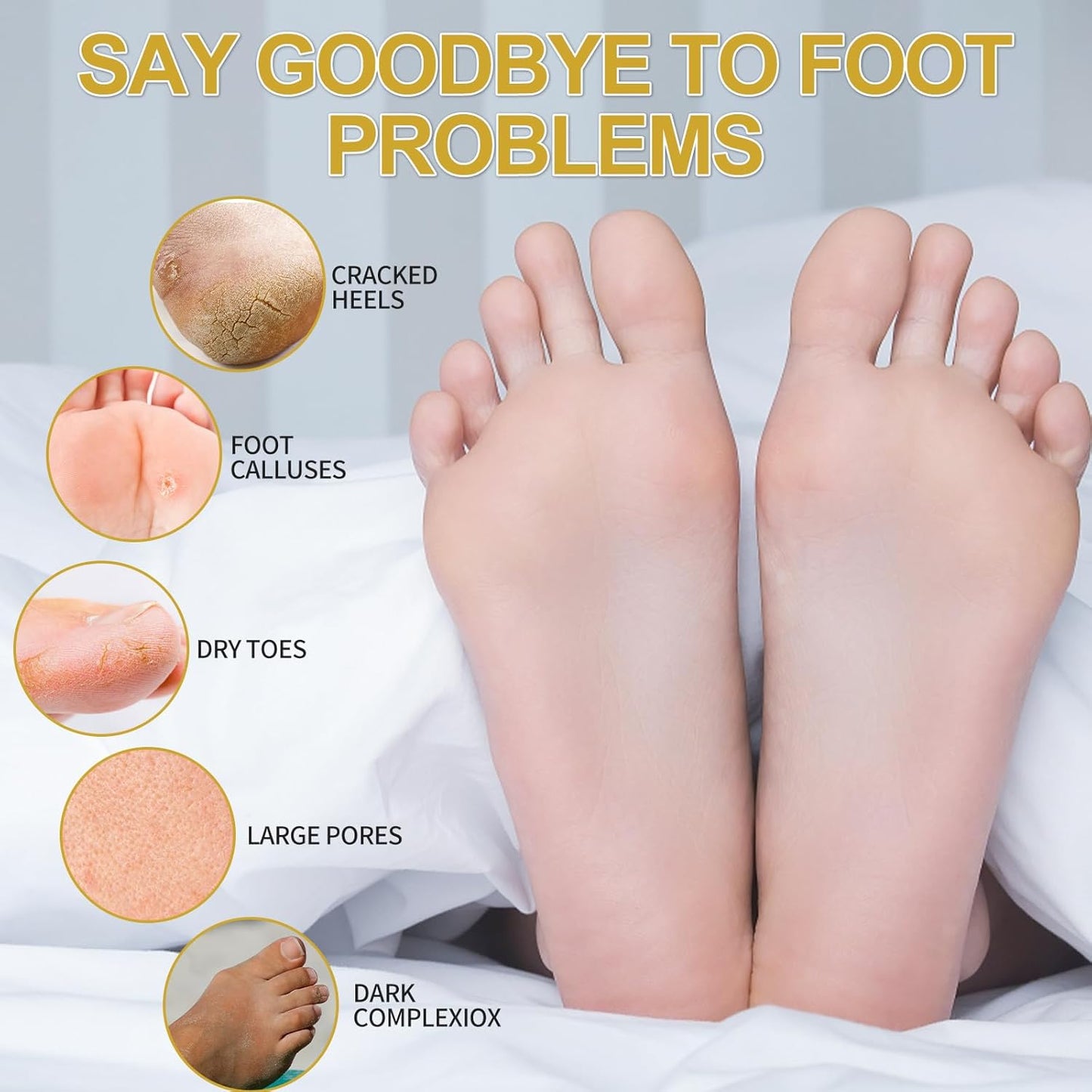 Pedicure Kit Foot Soak Set: Bubble Salt, Sugar Scrub, Massage Mask, Massage Lotion in a Box, 4 Step Foot Spa Kit for Dry Feet, Calluses and Tired Feet(1 Set Honey Flower)