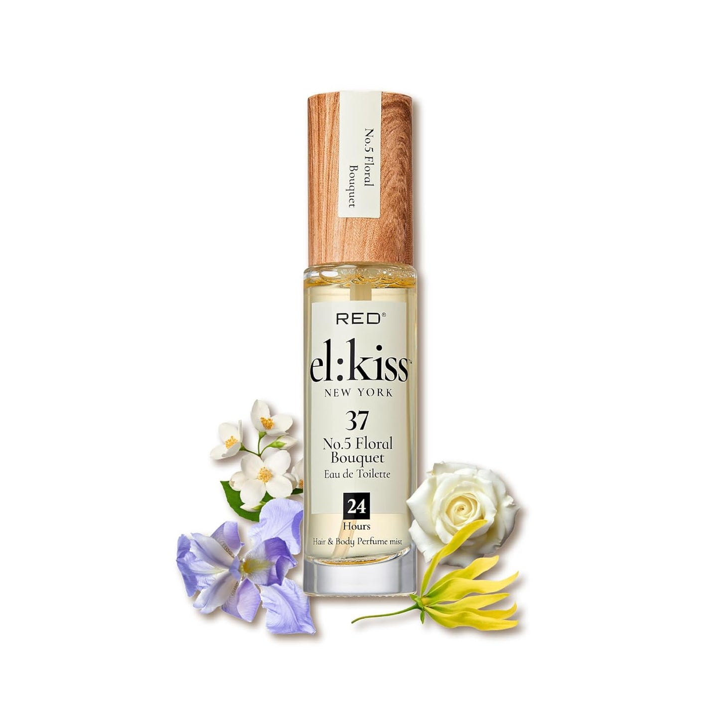 EL:KISS Hair Perfume & Body Mist, No 5 Floral Bouquet Inspired by No. 5 Eau de Toilette 30mL (1.01 Fl Oz), Hydrating & Long-Lasting, Alcohol & Mineral Oil-Free, Jojoba, Argan Oil & Aloe Vera