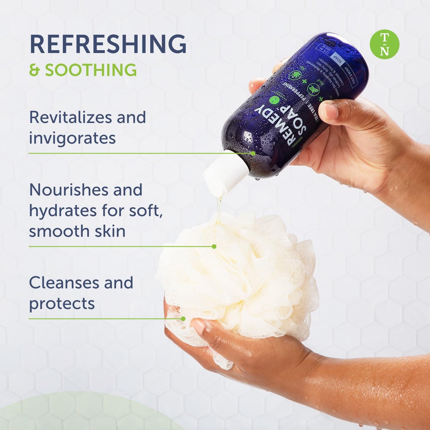 Truremedy Naturals 12 oz Tea Tree Oil Body Wash - Invigorating Tea Tree Soap with Peppermint, Aloe, Eucalyptus, Coconut and Olive Oil - Refreshing Body Wash for Men and Women - Shower Gel Cleanser