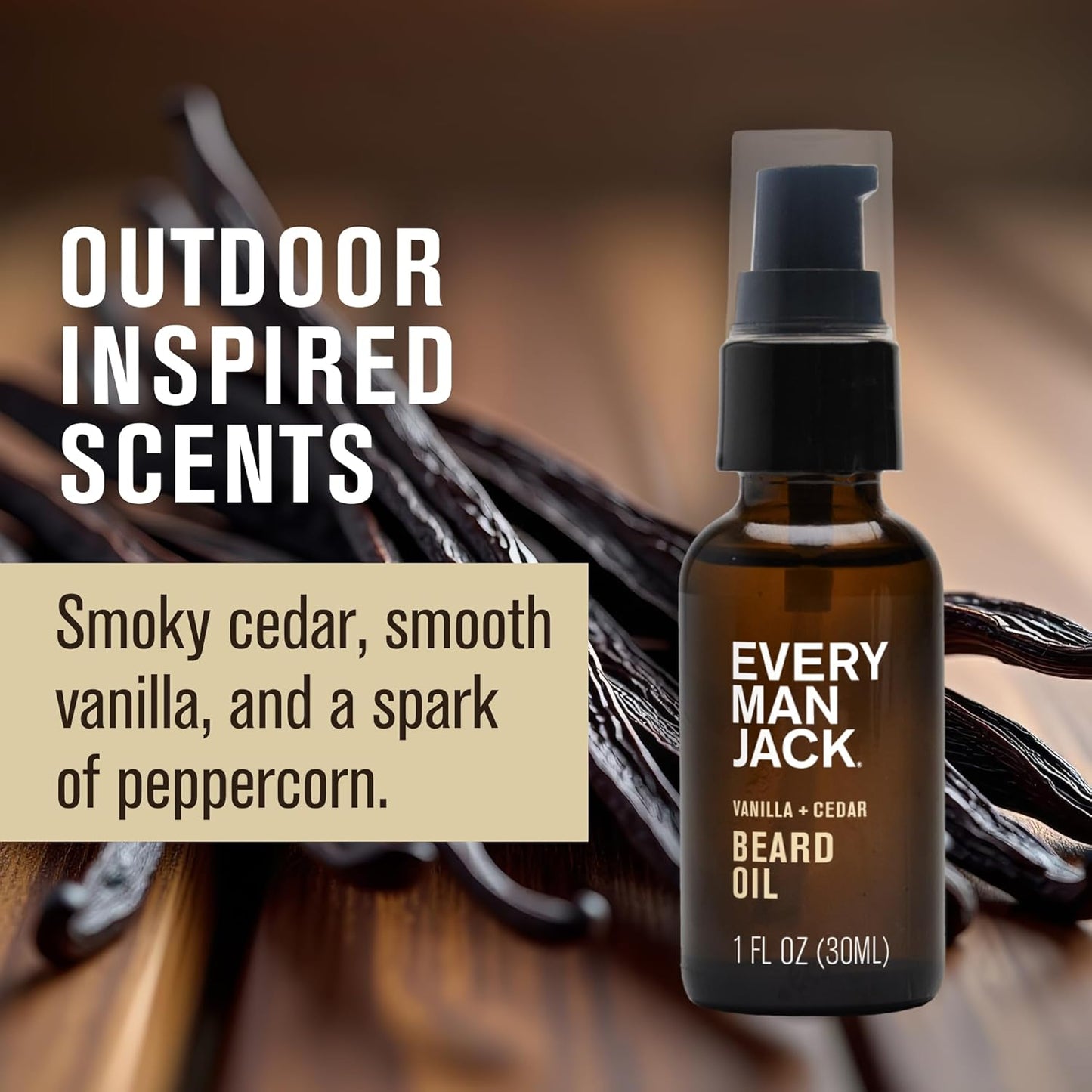 Every Man Jack Mens Beard Oil - Vanilla & Cedar Fragrance - Deeply Moisturizes and Softens Your Beard and Adds a Natural Shine - Naturally Derived with Shea Butter- 1 fl oz (2 Pack)