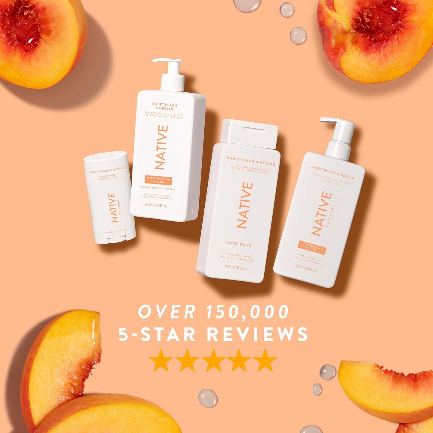 Native Body Lotion Contains Naturally Derived Plant-Based Moisturizers for Women and Men | Restores Dry Skin, Peach & Nectarine, 16.5 fl oz