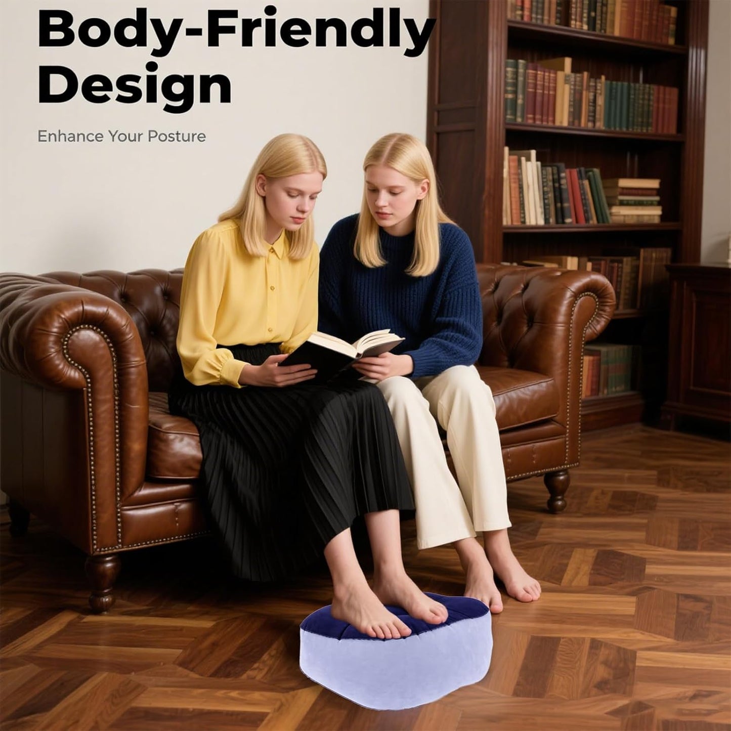 Inflatable Foot Rest Pillow - Portable, Non-Slip Base for Desk, Office Chair, Travel & Bed - Ergonomic Foot Support & Comfort (Spliced Color)