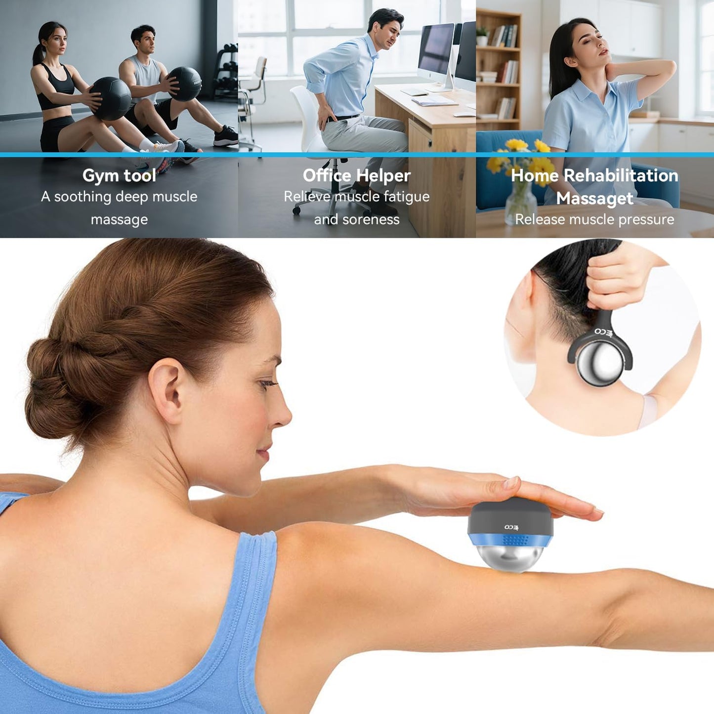 iECO Cryosphere Cold Massage Roller Ball – Ice Cold and Hot for Deep Tissue and Sore Muscle Relief of Stiffness and Stress, Body, Neck, Back, Foot, Plantar Fasciitis, Gifts for Him