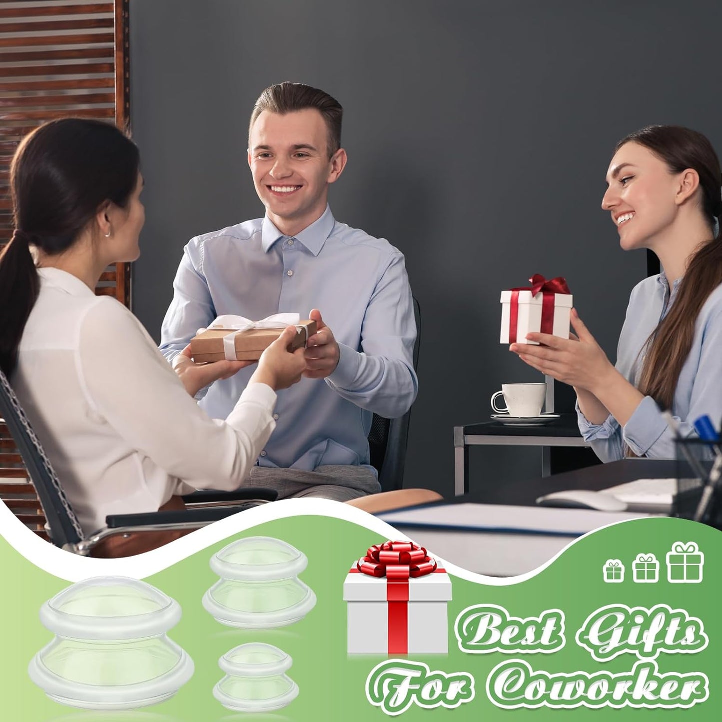 TrelaCo 6 Pcs Cupping Kit for Massage Therapy 3 Sizes Silicone Cupping Set Chinese Massage Therapy for Studio Household Cellulite Joint Pain Muscle Pain(Clear)