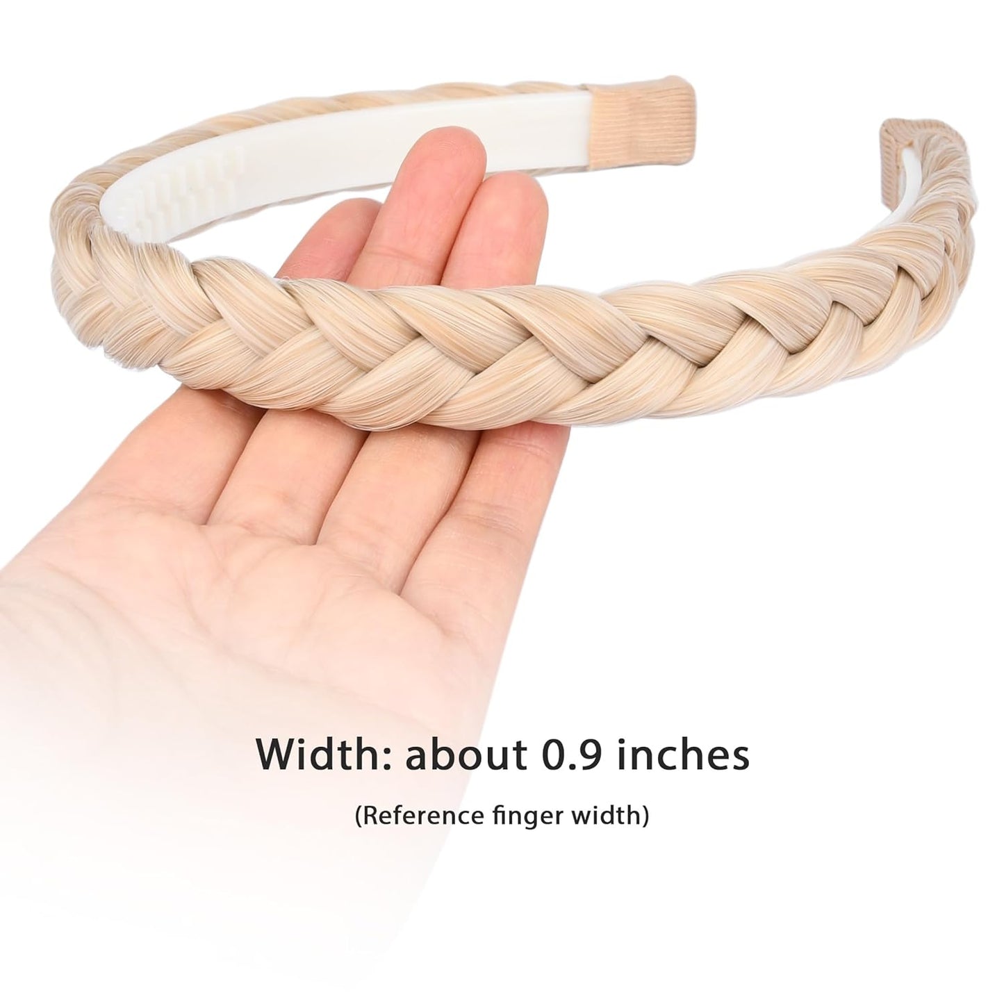 DIGUAN Width 0.9 inches Synthetic Hair Plaited Headband Braid With Teeth Hair Band Accessories for Women Girl (Light Honey Blonde)