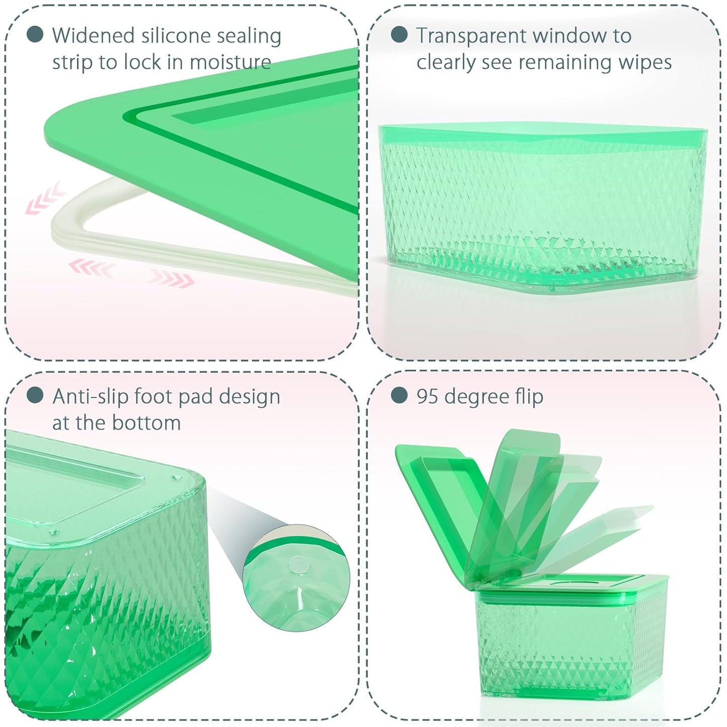 Wipes Dispenser, One-Handed Operation Wipe Holder for Baby & Adult, Seal-Designed Wipes Container for Bathroom Keep Diaper Wipes Fresh (Mint Green)
