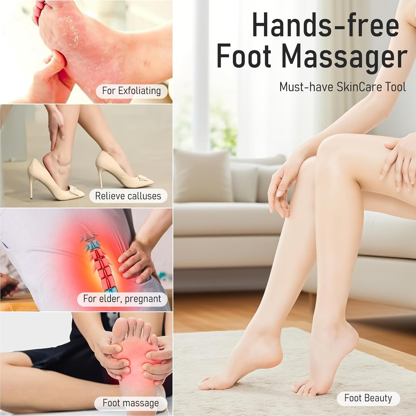 XL Shower Foot Scrubber Mat, Silicone Feet Massage Cleaner Dead Skin Toes Clean Pad without Bending Non-slip Suction Cups -Improve Circulation for Feet Beauty Exfoliate Smooth Achy 17.2 * 13" Grey