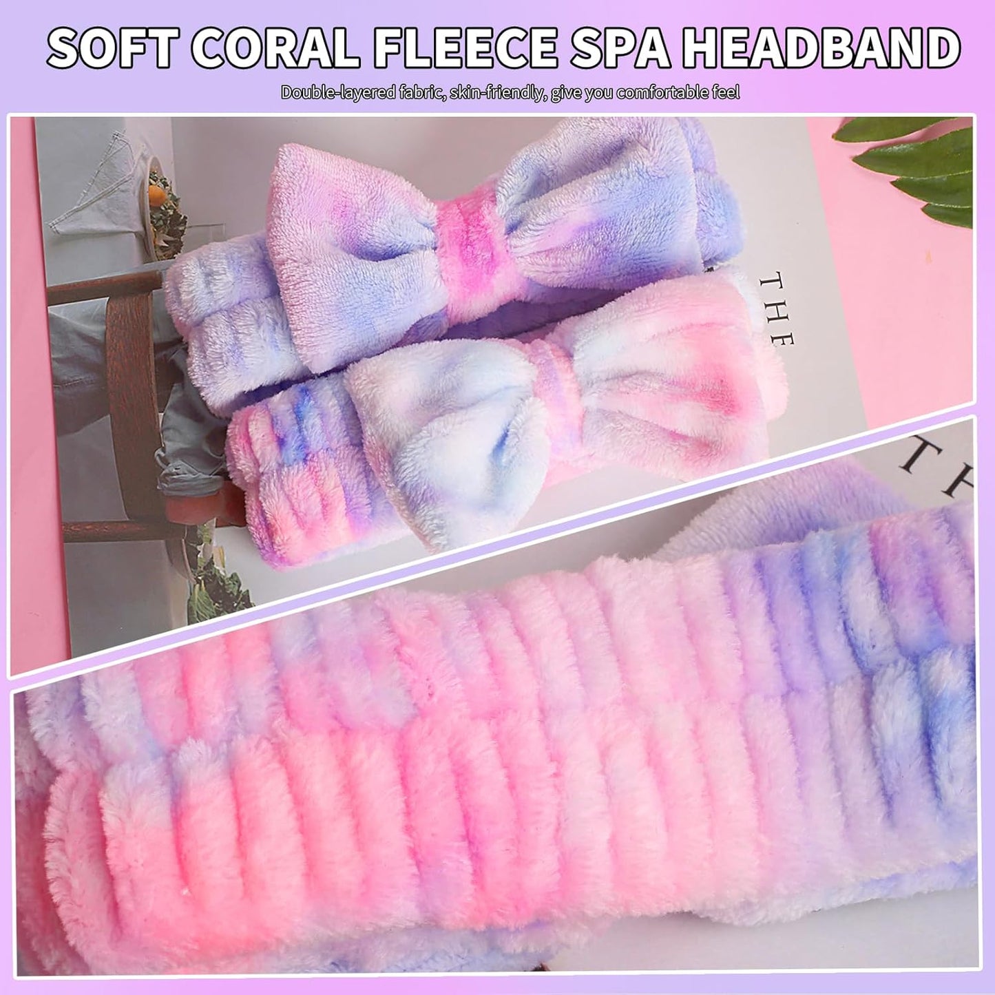 YGQQIY Headband for Washing Face, Girls Makeup&Skincare Headband, Microfiber Elastic Face Wash Headbands to Skincare Spa Shower,2pcs