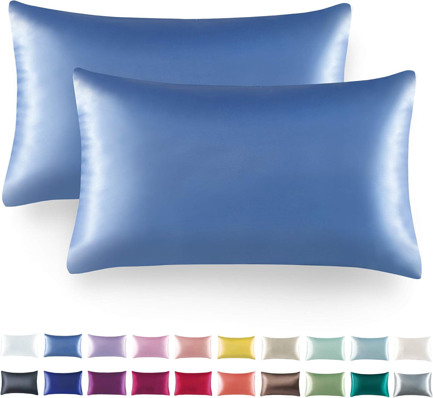 Tyfitb Satin Pillowcase Set for Hair & Skin Care – Cooling, Hypoallergenic, Anti-Frizz, Wrinkle-Free – Soft, Luxurious Pillowcases with Envelope Closure – 2-Pack, Standard Size 20x26, Gift-Ready