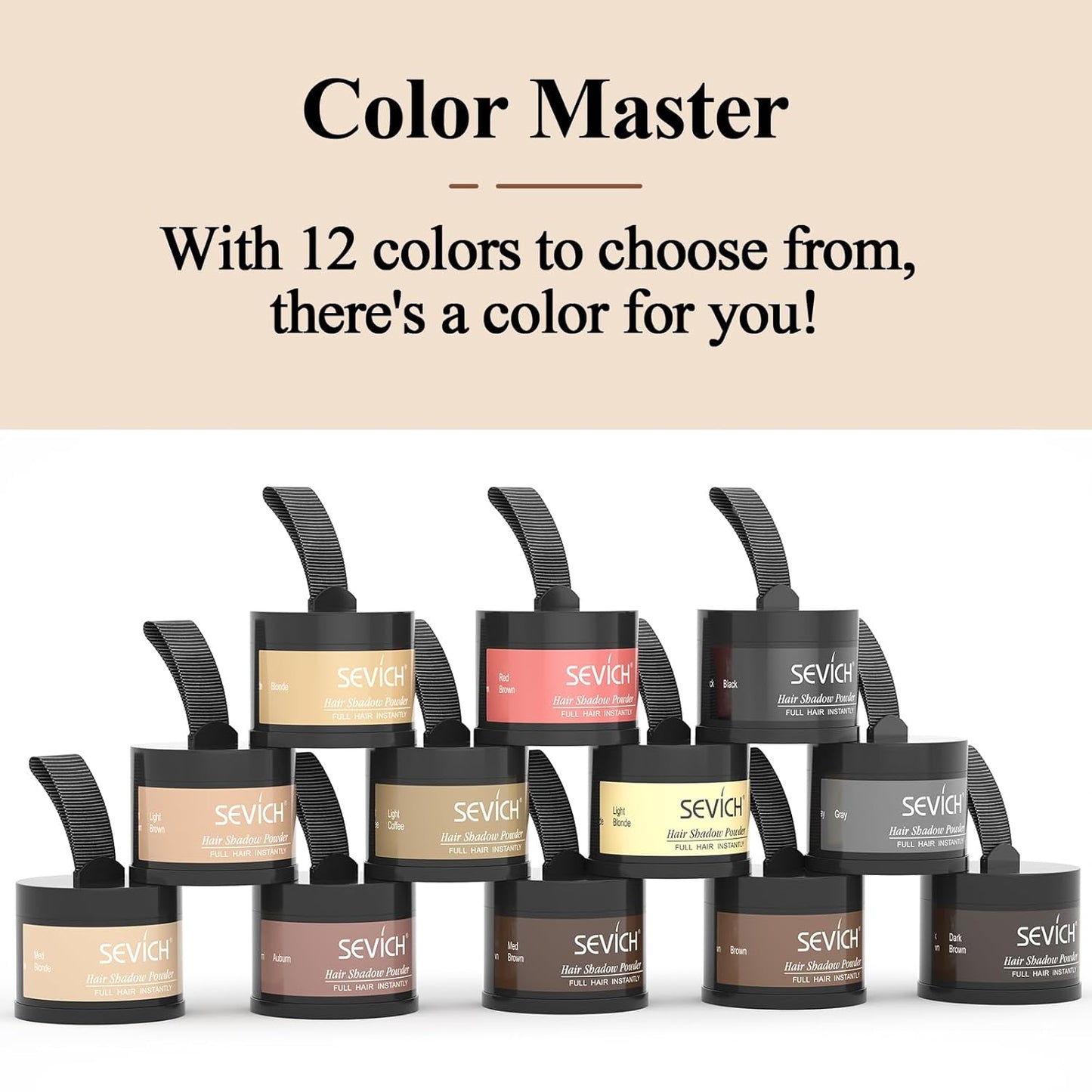 Sevich Hairline Powder,Instantly Conceals Hair Loss, Root Touch up Powder, Hair Shadow Toppers for Women & Men, Touch Up for Thinning Gray Hair, Windproof & Sweatproof,Black