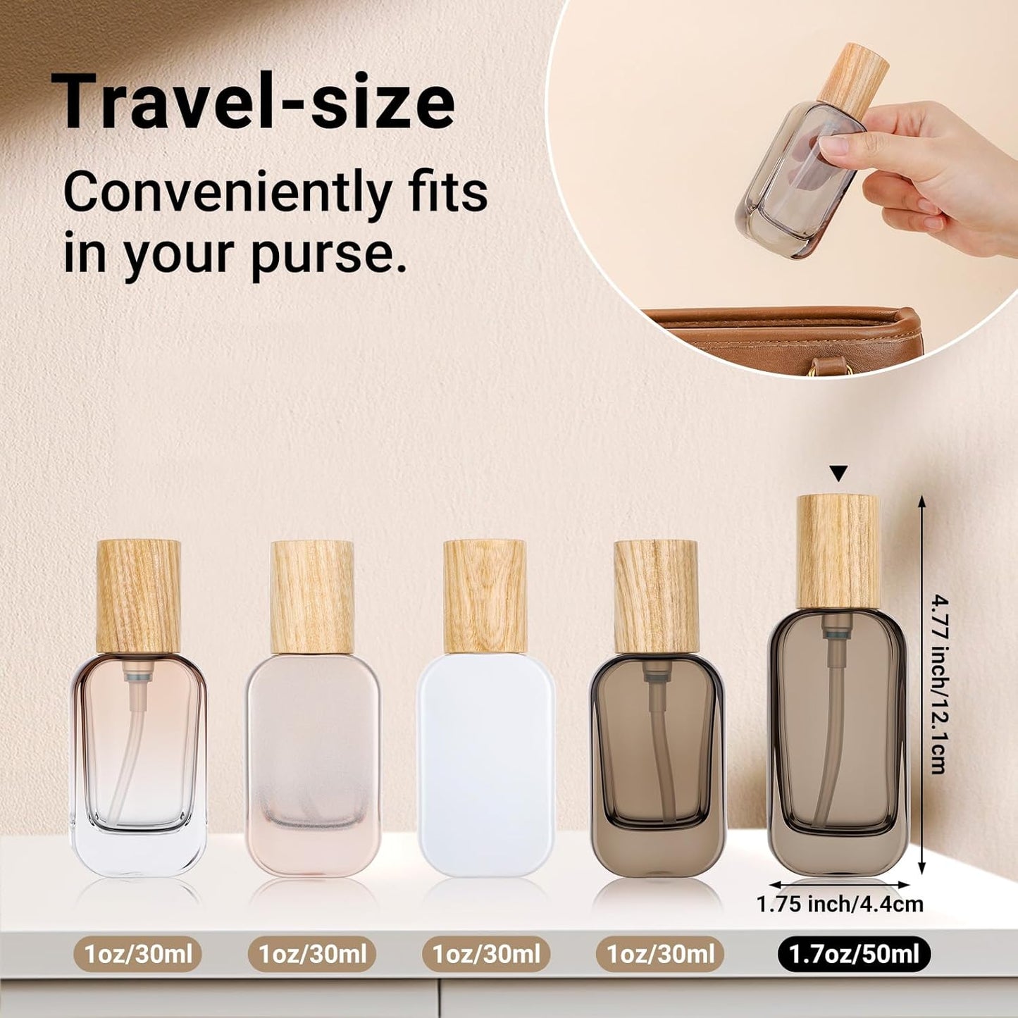 Segbeauty 1.7oz Empty Glass Travel Size Containers, 2pcs Glass Lotion Travel Pump Bottle Refillable, 50ml Black Lotion Pump Dispenser Leakproof, Silver Mini Sample Bottles for Cream Essential Oils