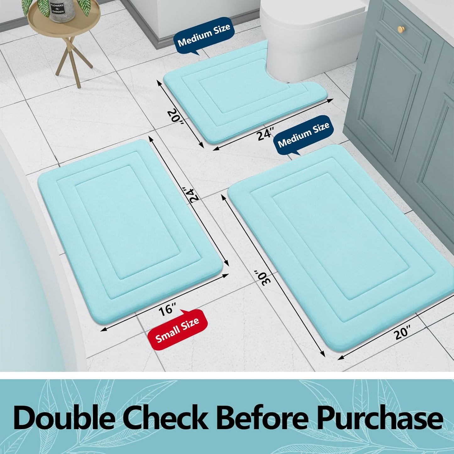 Arotive Memory Foam Bathroom Rug Mat 59x24, Ultra Soft and Absorbent Bath Mat, Machine Wash Dry, Comfortable Bath Rug Carpet for Bathroom Floor, Tub and Shower, Sky Blue