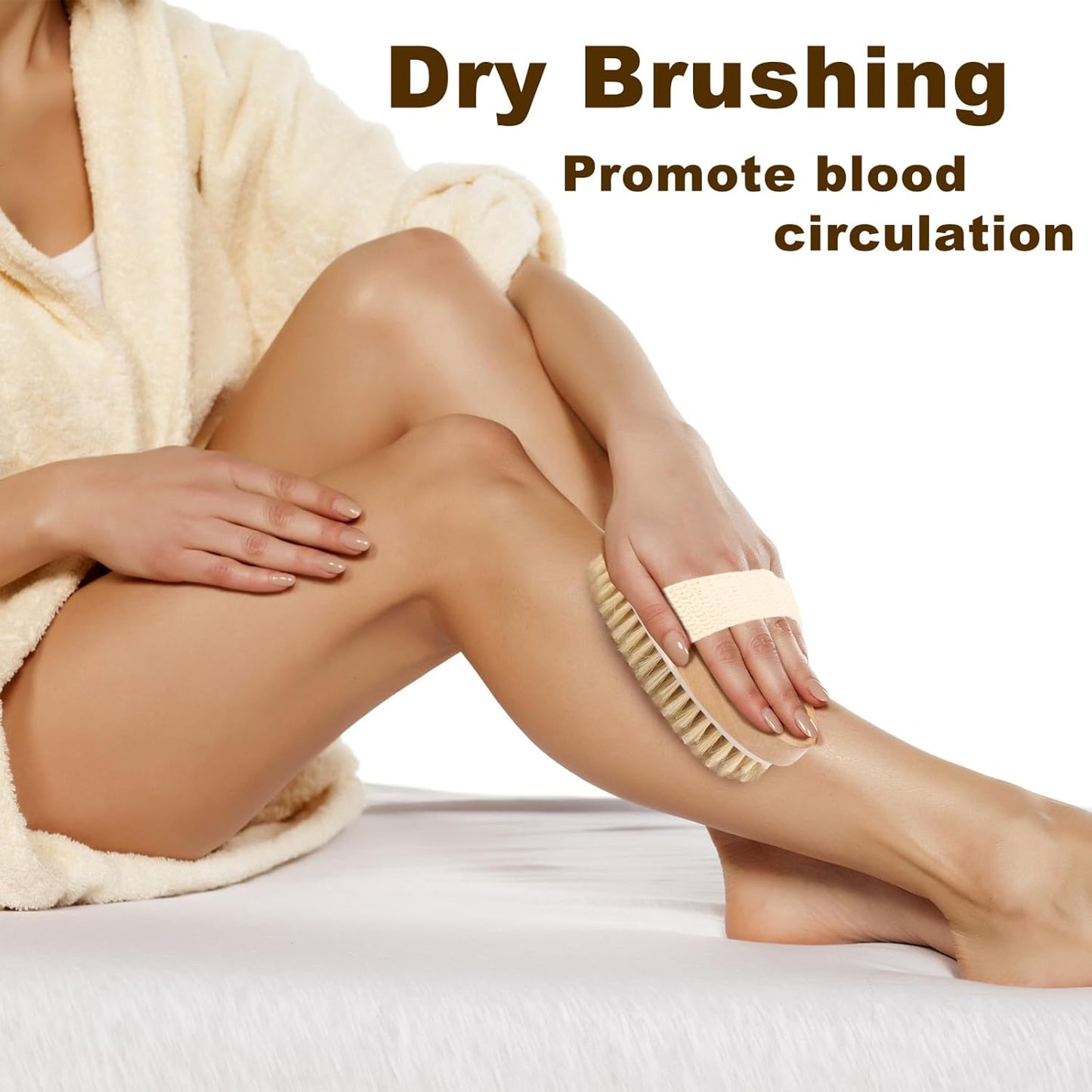 2Pcs Natural Bristle Exfoliating Brush, Body Scrubber for Lymphatic Drainage, Blood Circulation, Wet and Dry Brush, Deep Exfoliation for Smooth Skin