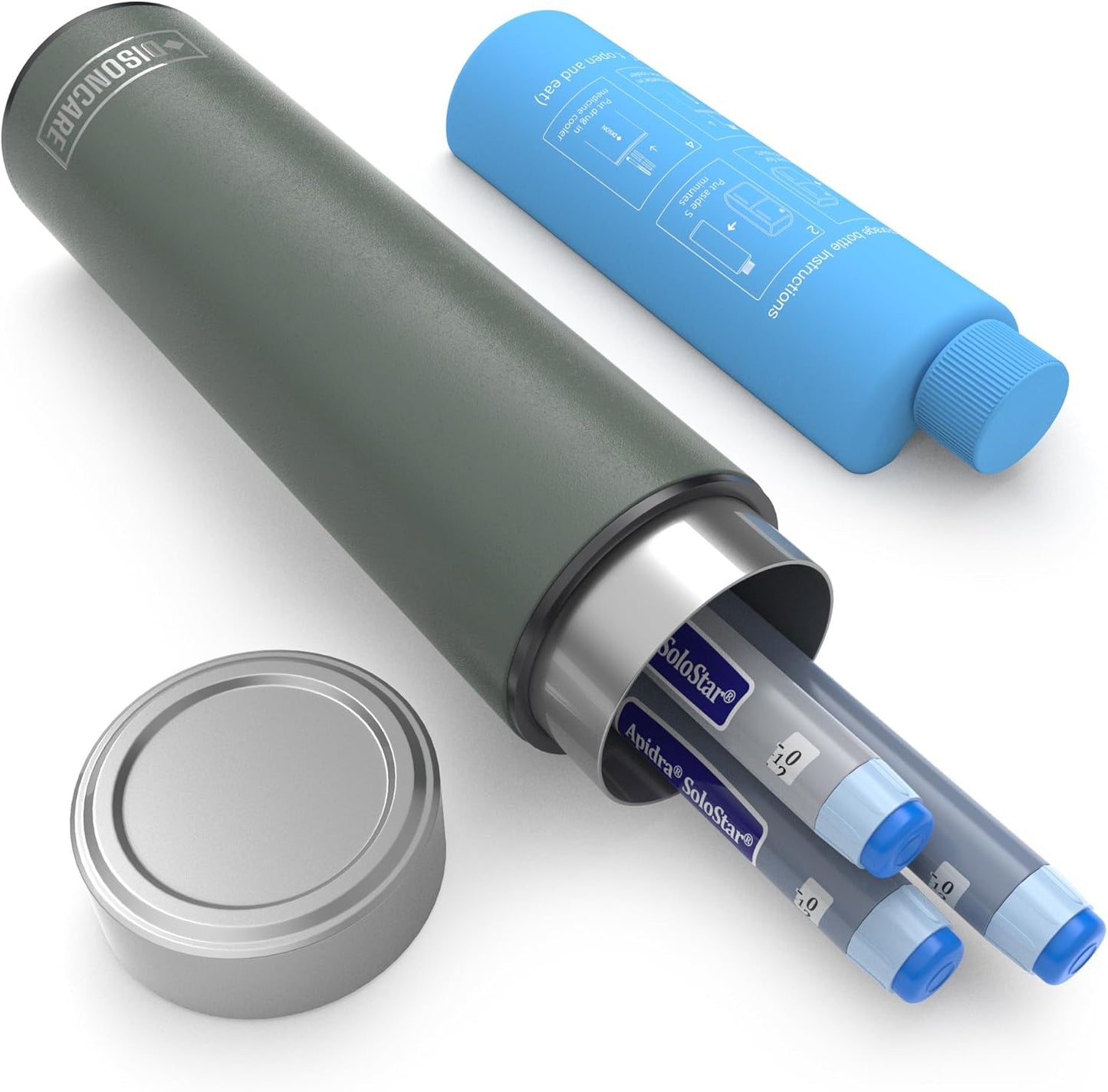 DISONCARE Odyssey 60H 3 Insulin Pens Cooler Travel Case Medication Cooler for Travel TSA Approved Diabetic Insulina EpiPen Carry Case Medicine Bag Ice Pack with Medical Alert Tag(Green)