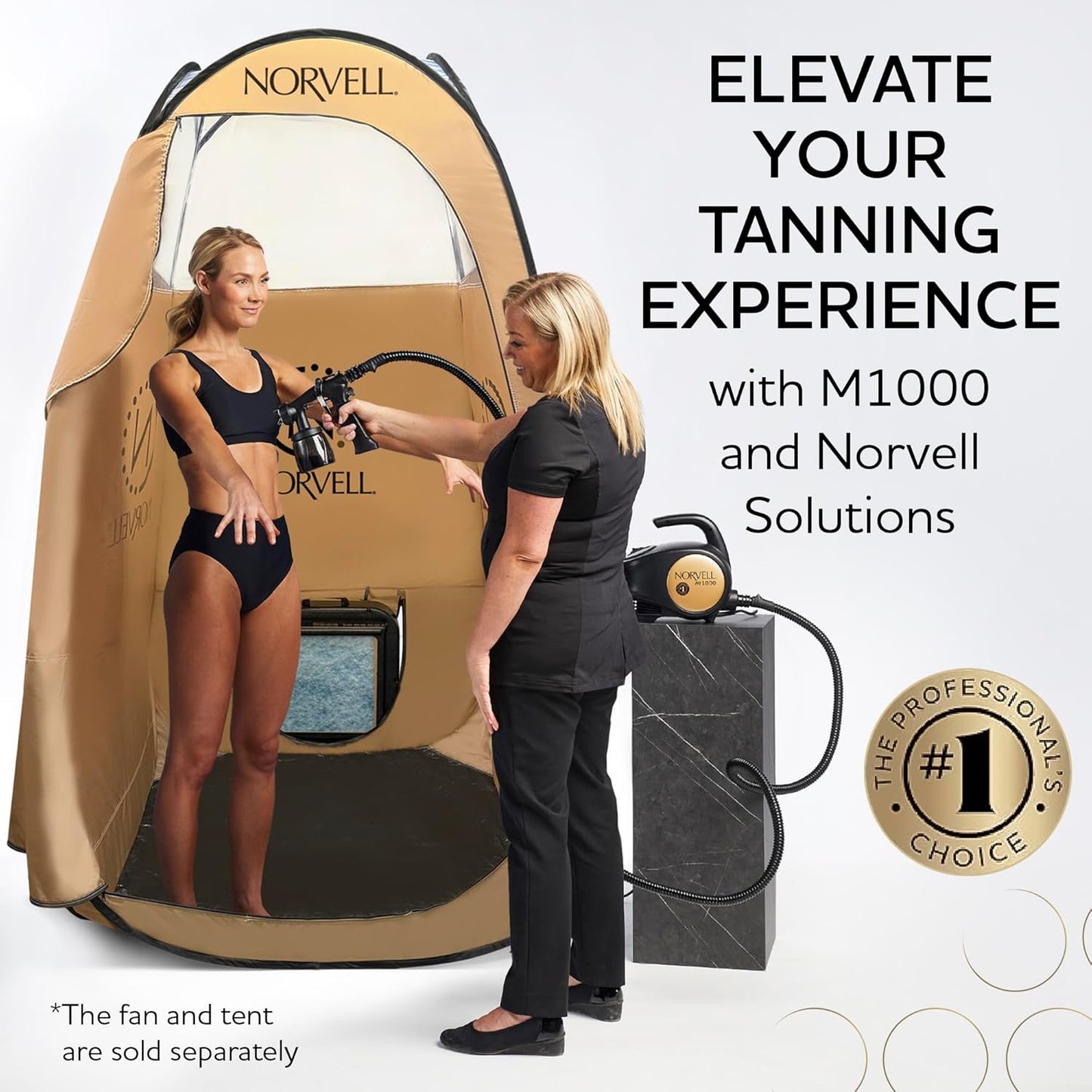Norvell Spray Tan Machine Kit - Sunless M1000 Mobile HVLP Tanning Airbrush Machine with 8oz Tuscan Plus, Venetian & Dark Solutions – Professional Tanning System with Training Program