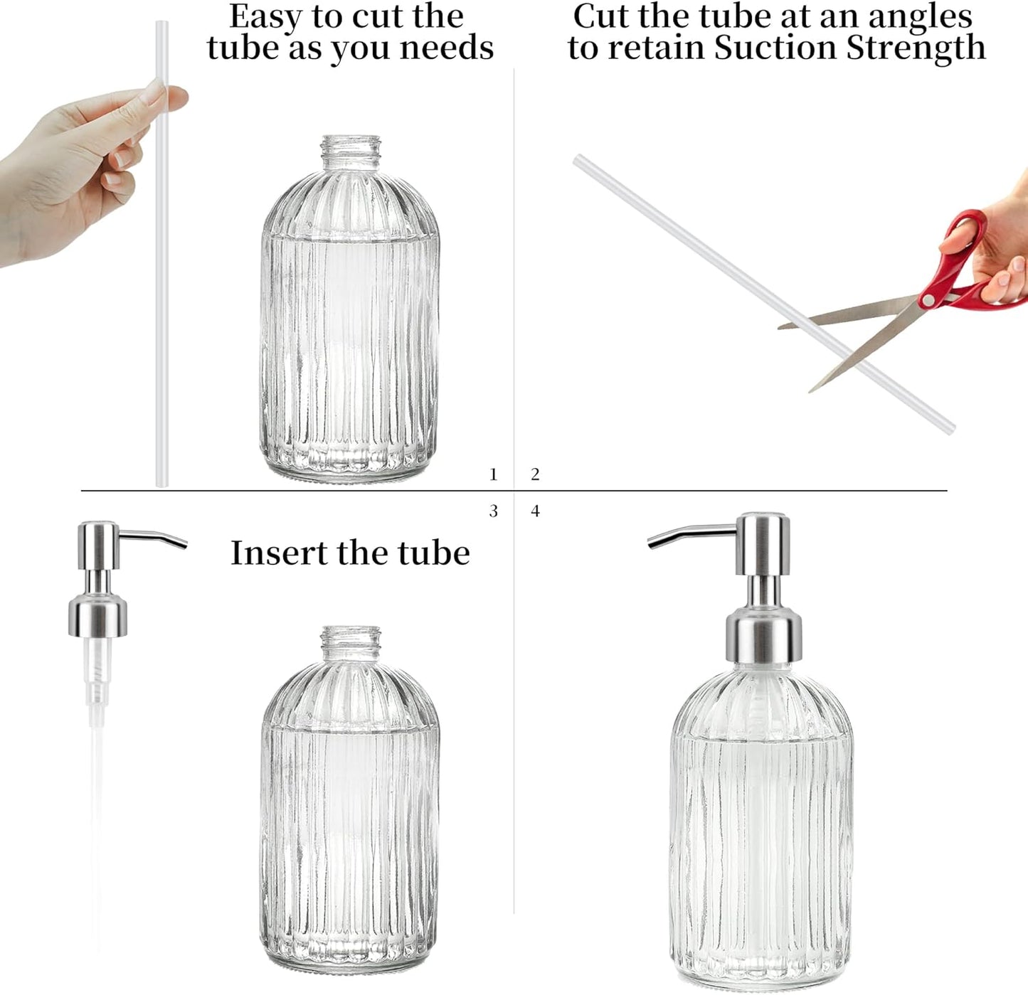 6 Pack Soap Dispenser Pump Replacement, 304 Rust Proof Stainless Steel Soap Dispenser Lids for Regular 28/400 Neck Bottles, Soap and Lotion Dispenser Pump for Kitchen, Bathroom