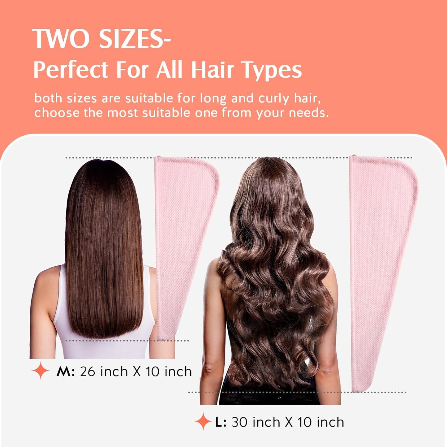 YFONG 2 Pack Large Microfiber Hair Towel Wrap, Super Absorbent Quick Dry Hair Turban, Anti Frizz Drying Towel with Button