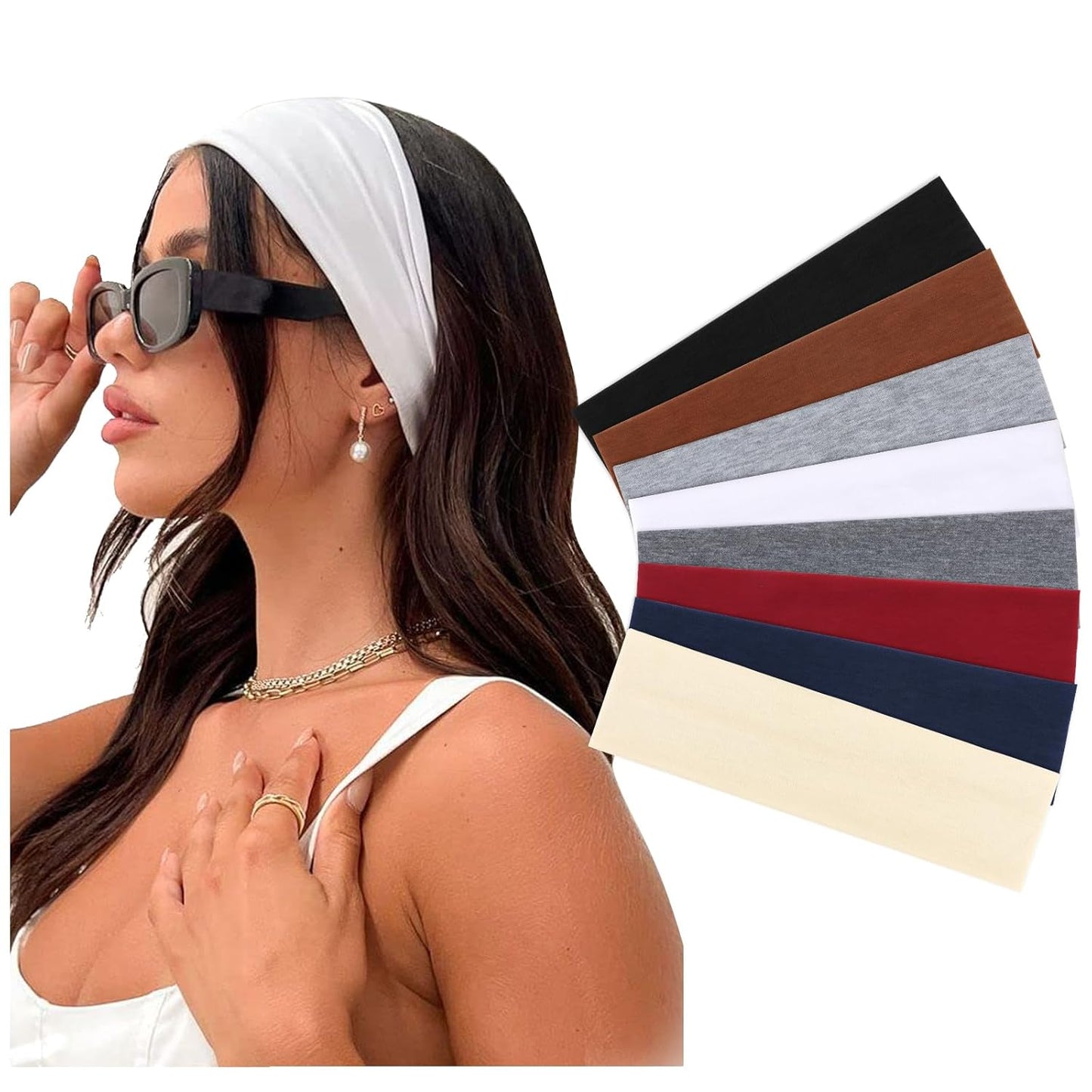 DRESHOW 8 Pack Sports Headbands for Women Non-Slip Stretchy Fashion HairBand Curly Hair Headband Soft Hair Accessories for Daily Wear Workout Yoga Running