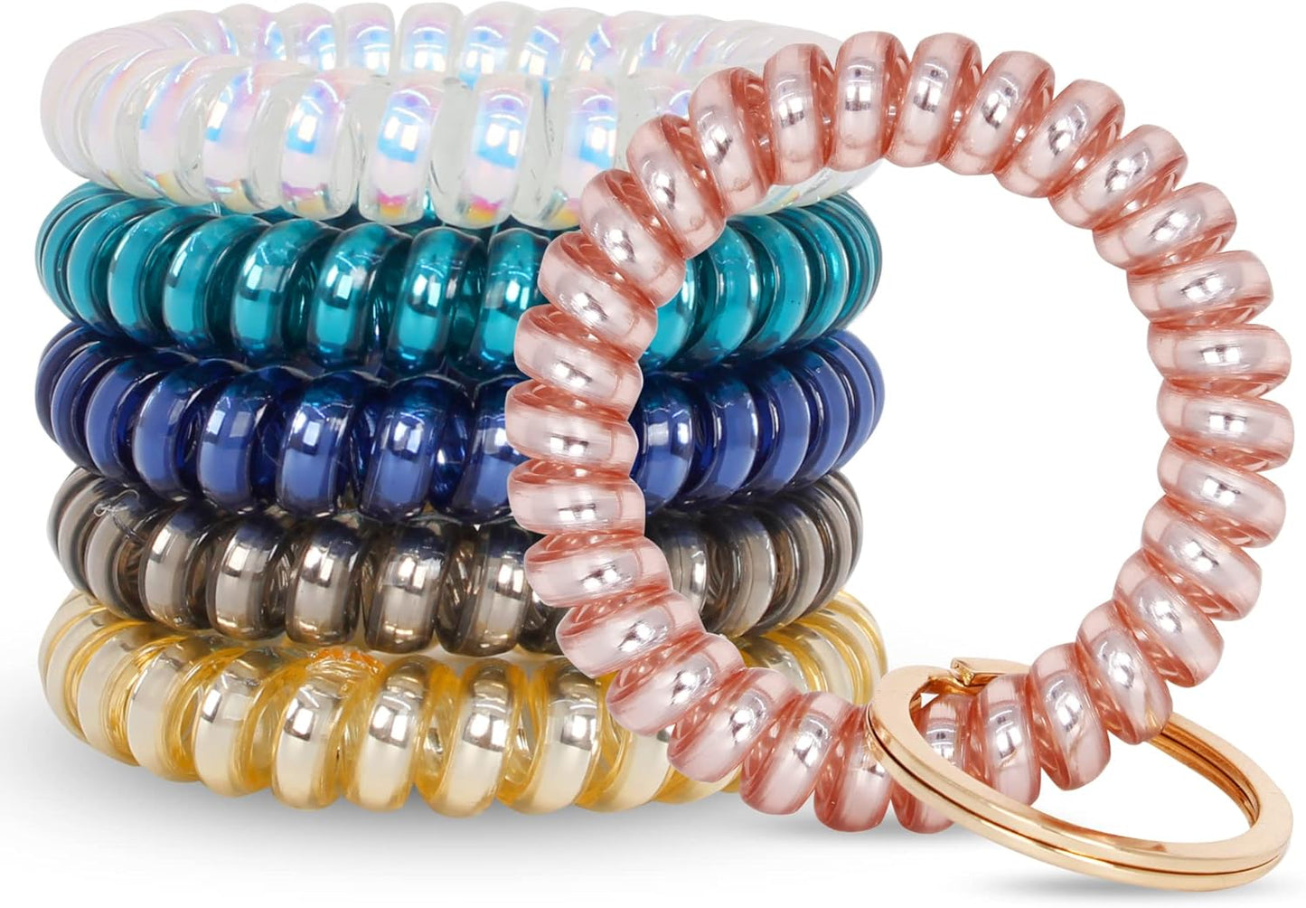 BIHRTC 6pcs Wrist Coil Keychain Car Key Holder Key Ring Bracelet Plastic Spiral Spring Flexible Stretchable Wrist Band Wristlet Key Chain Sauna Accessories for Sauna Gym Pool Outdoor Sports Activity