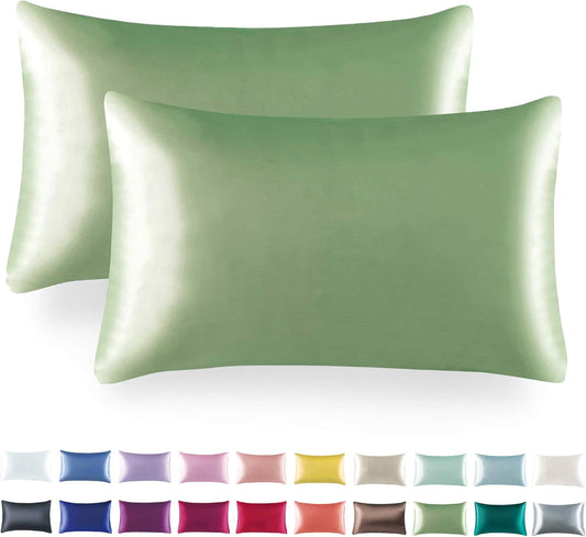 Tyfitb Satin Pillowcase Set for Hair & Skin Care – Cooling, Hypoallergenic, Anti-Frizz, Wrinkle-Free – Soft, Luxurious Pillowcases with Envelope Closure – 2-Pack, Queen Size 20x30, Gift-Ready