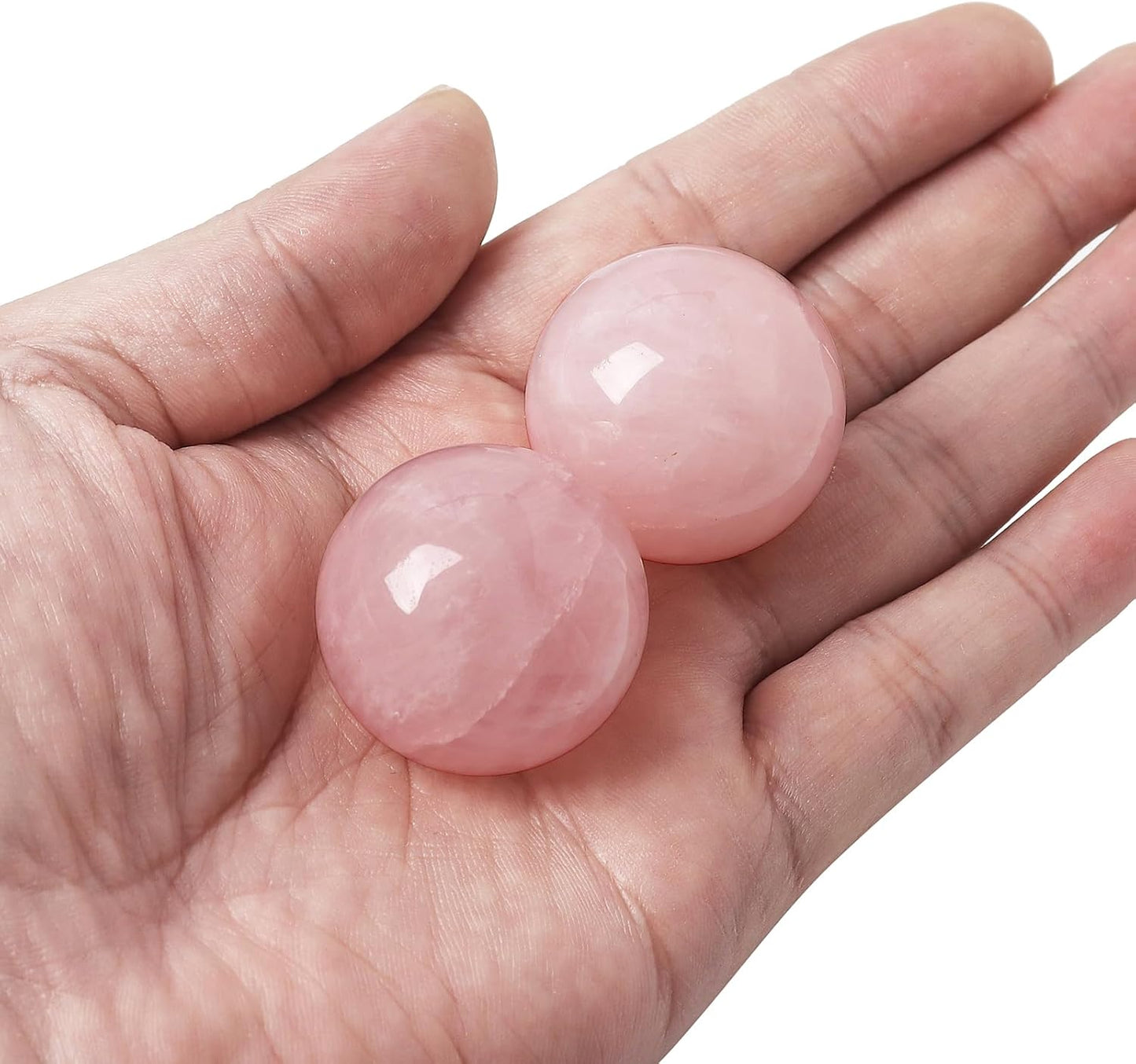 Hand Exercise Balls 30mm for Women - Set of 2 Natural Crystal Stone Spheres - Finger Joint Relief & Stress Relax, Perfect Size for Women's Hands, Rose Quartz