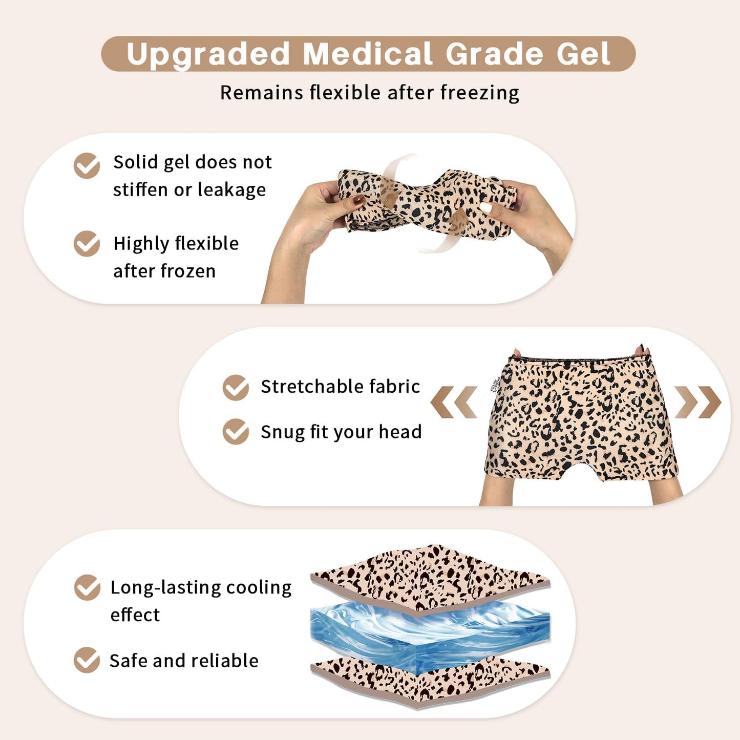 Migraine Relief Cap, Gel Cooling Eye Mask, Cooling Gel Relief 2 Pack Set, Hot/Cold Therapy, Natural Relief Cap, Instant Headache Relief, for Sinus, Puffy Eyes,Tension, Stress Relief