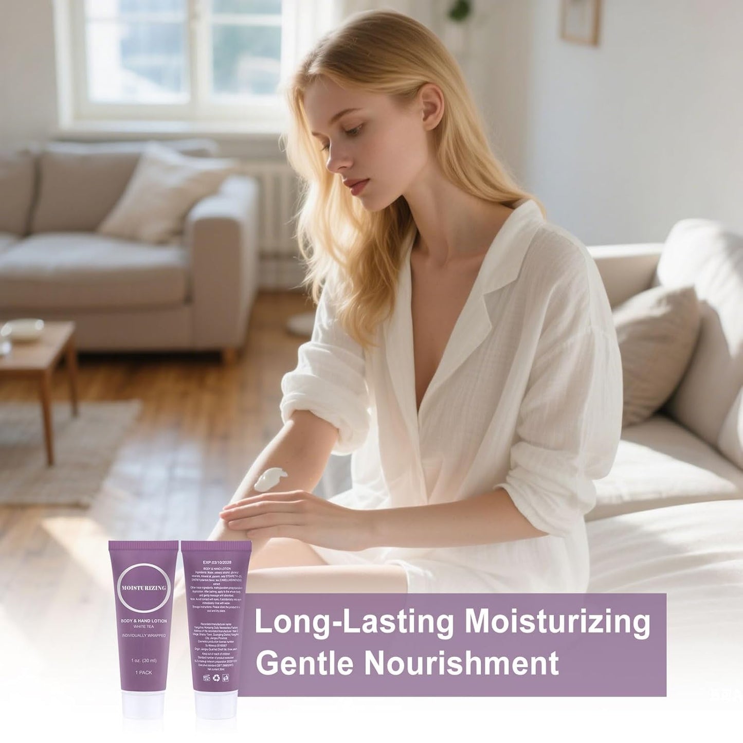 Travel Size Body Lotion, Small Hand Cream Lotion Bulk, Nourishing Extra Dry Skin Individually Wrapped Mini Bottle Shower Moisturizer Lotion Toiletries for Travel Hotel Homeless 1 oz (Pack of 60)