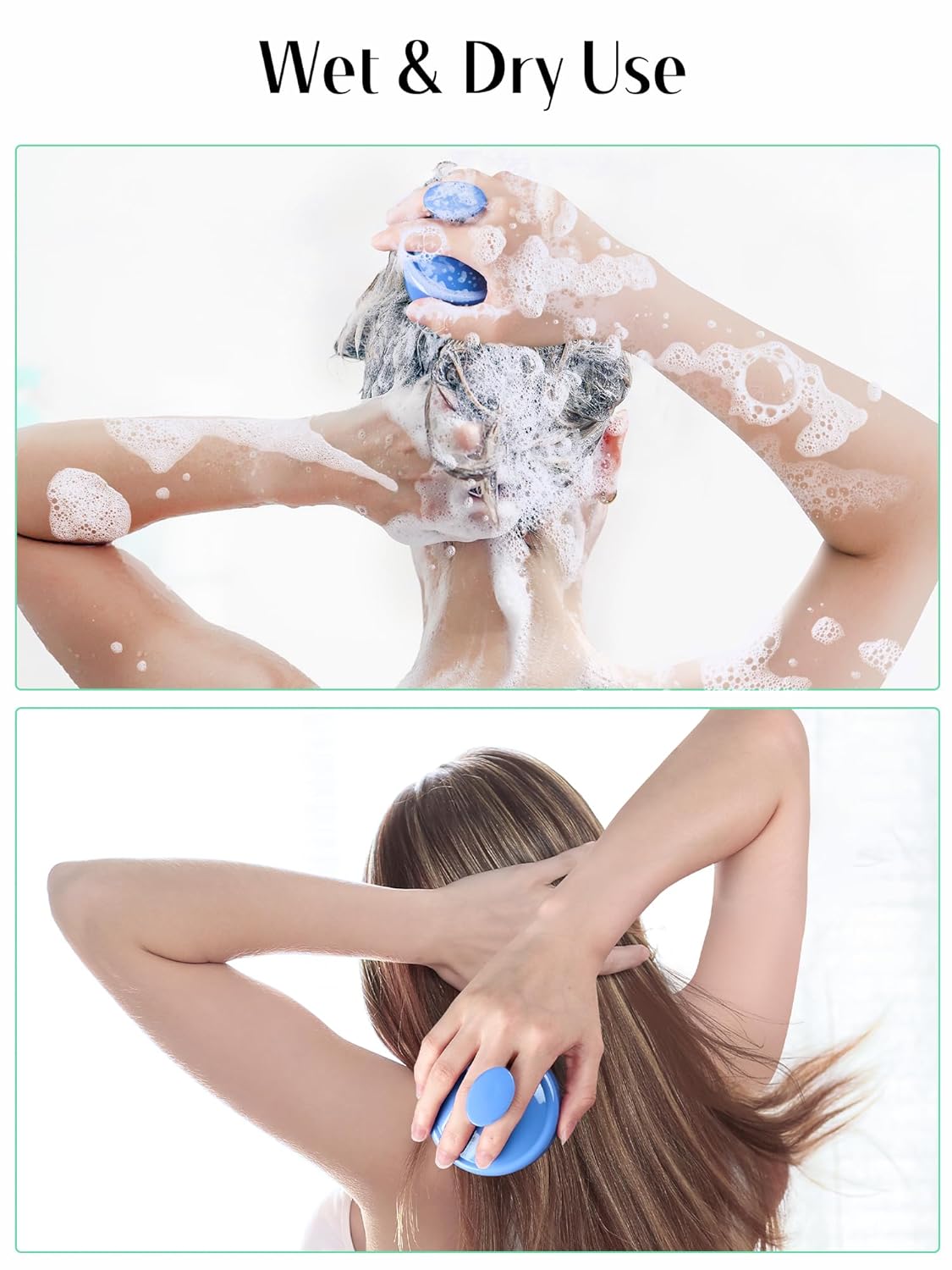 HEETA Shampoo Scalp Brush Massager Hair Growth, Scalp Scrubber with Soft Silicone Bristles for Hair Growth & Dandruff Removal, Hair Brush for Scalp Exfoliator, Royal Blue