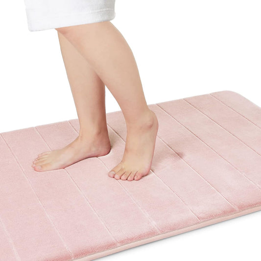 Yimobra Bathroom Runner 55"x24", Non Slip Memory Foam Bath Mat, Super Soft Water Absorbent Hallway Carpet, Machine Washable Rug for Vanity Tub Shower, Pink