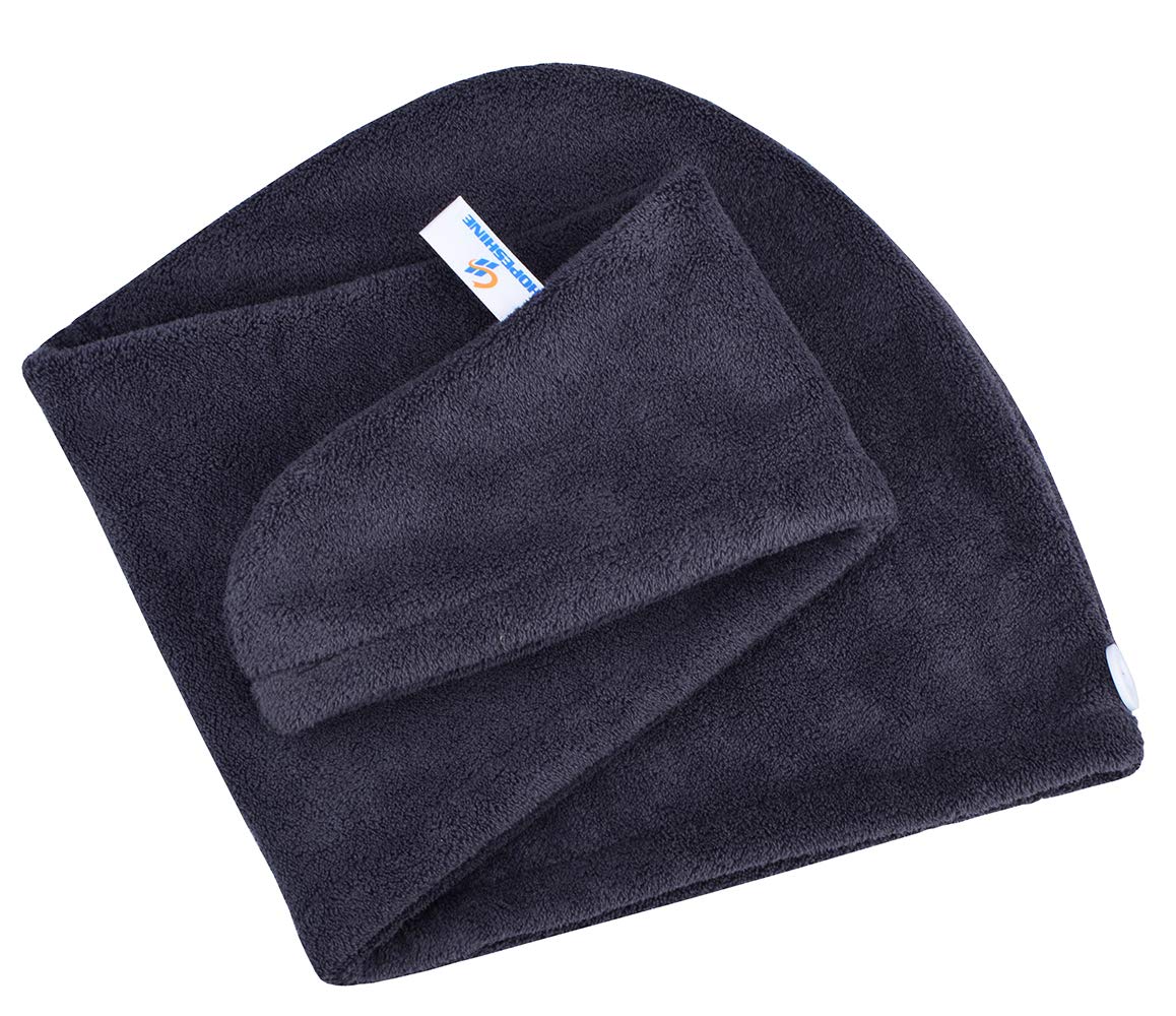 HOPESHINE Hair Drying Towel Twist Women's Soft Shower Microfiber Towels for Hair Turban Wrap Fast Drying Ultra Absorbent Cap Great Gift for Women (3-Pack Dark Grey+ Grey+Purple)