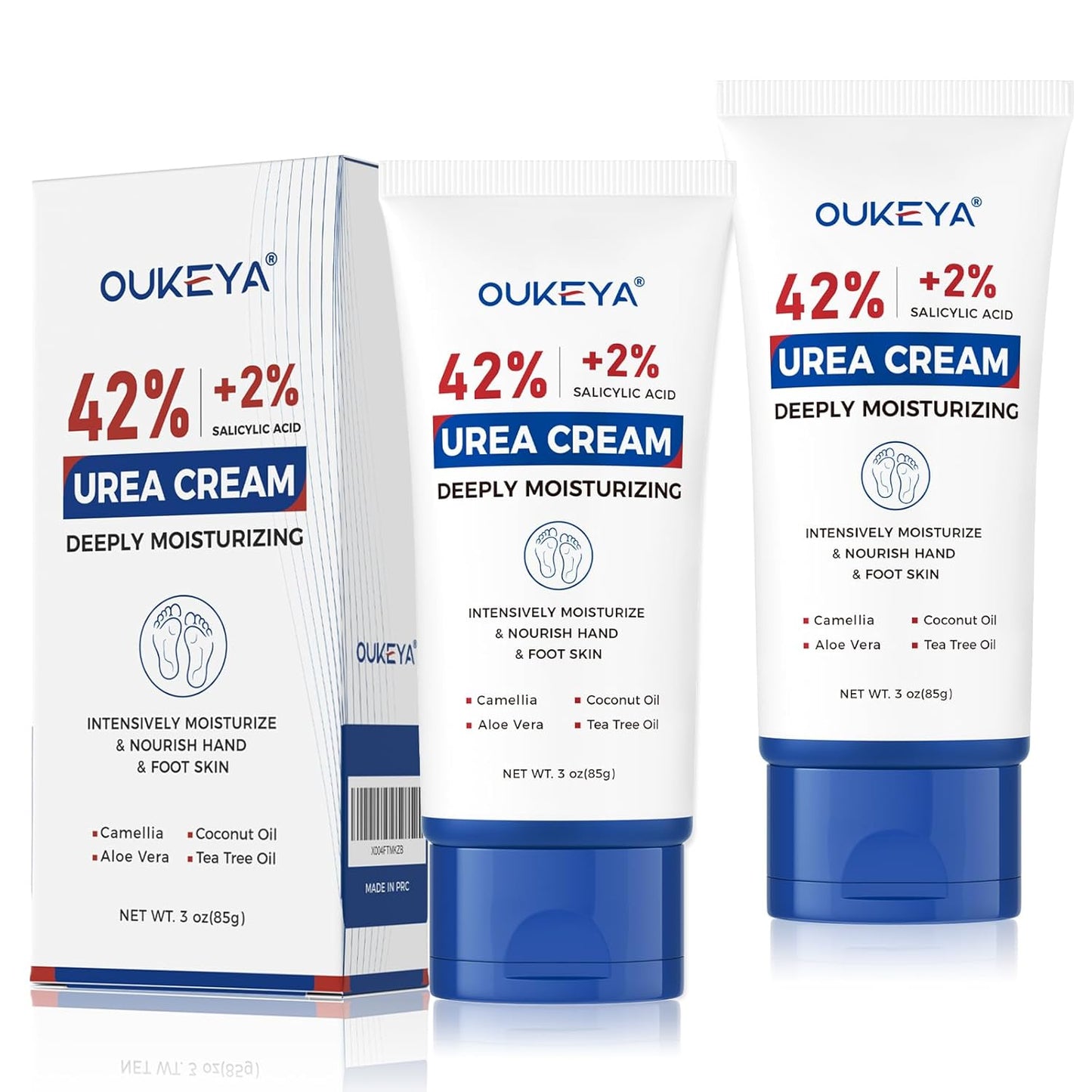 OUKEYA 2 Pack Urea Cream 42 Percent with 2% Salicylic Acid Tube 3 Oz