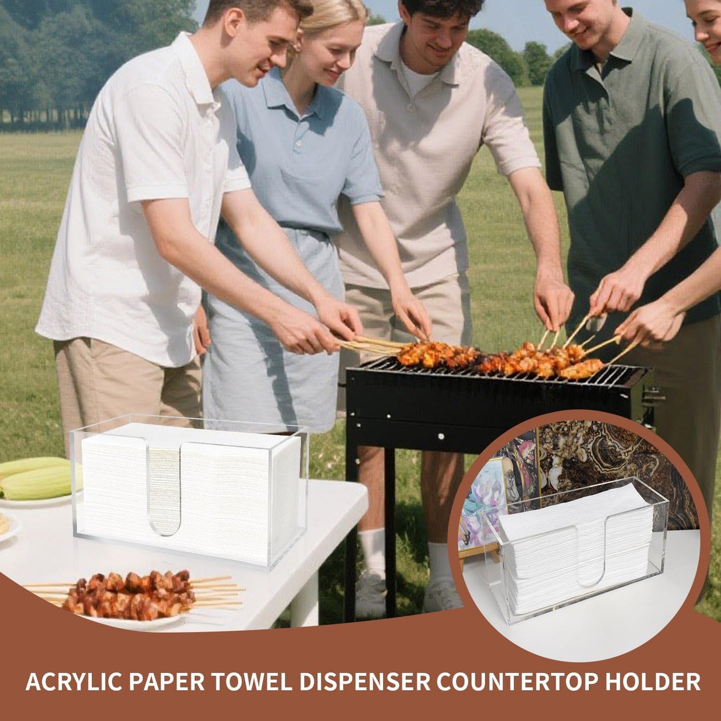 Acrylic Paper Towel Holder Countertop, 5mm Thick Clear C-Fold Z-Fold Trifold Napkin Dispenser, Bathroom & Kitchen Organizer for Multifold Towels (1)