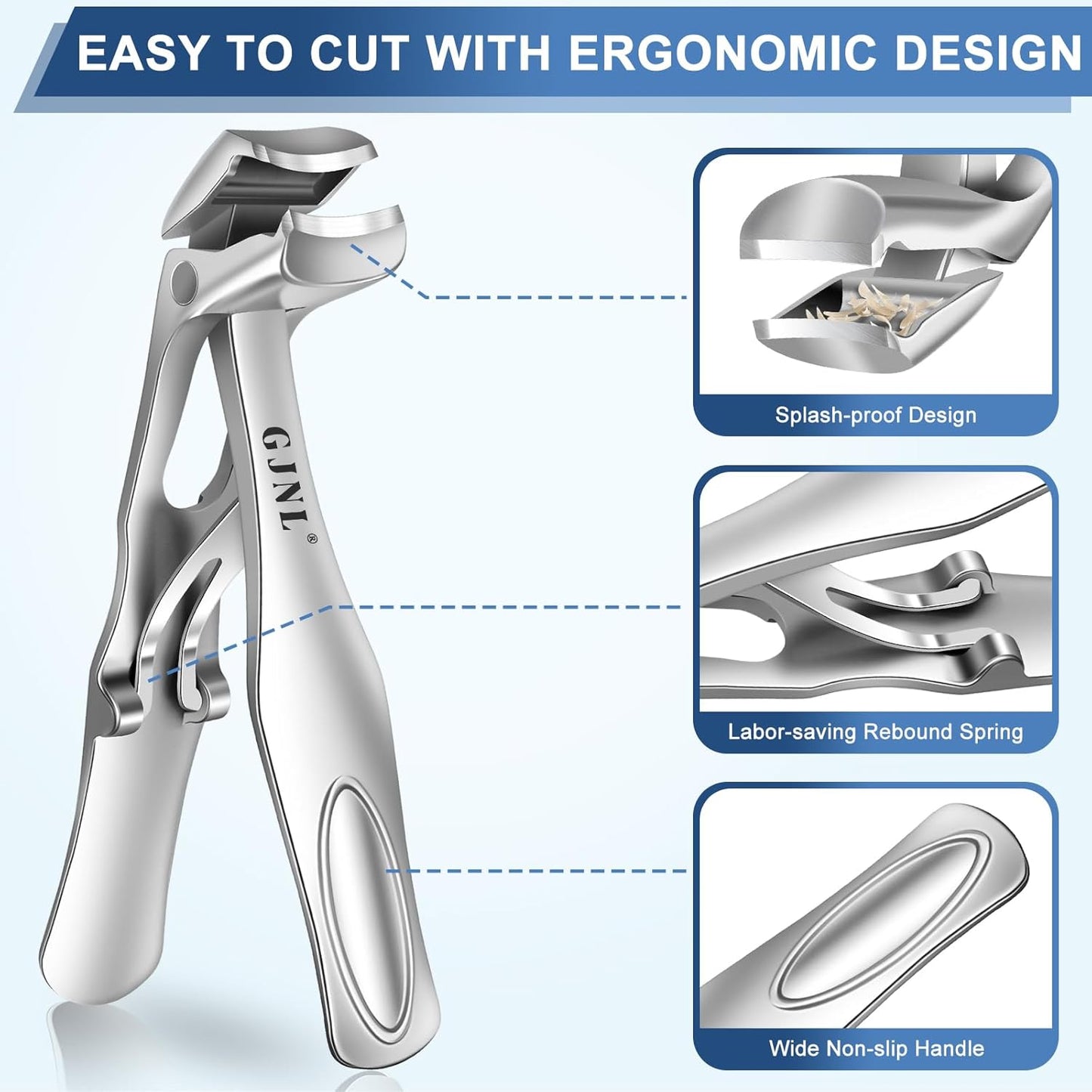 Toenail Clippers for Thick Toenails for Seniors, Angled Head Toe Nail Clippers for Seniors Men with Wide Jaw Opening, Heavy Duty Large Fingernail Clippers Adult Cutter with Catcher Long Handled