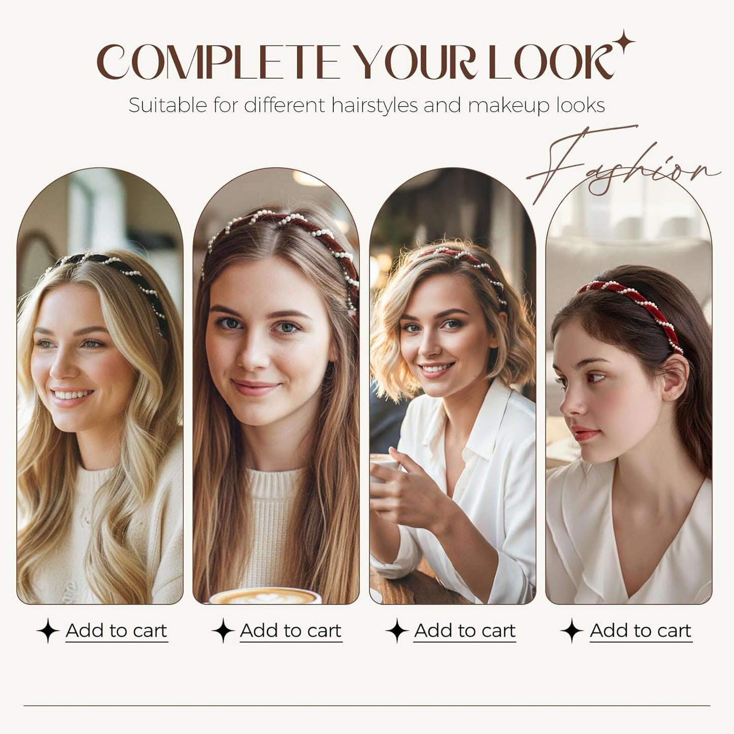 Vintage Pearl Headbands for Women - 3/2 Pack Comfortable High Cranium Hair Band with Non-Slip Teeth | Boho & Elegant Hair Accessories for Wedding, Party, Work, Date, Daily Wear, Gift for Her