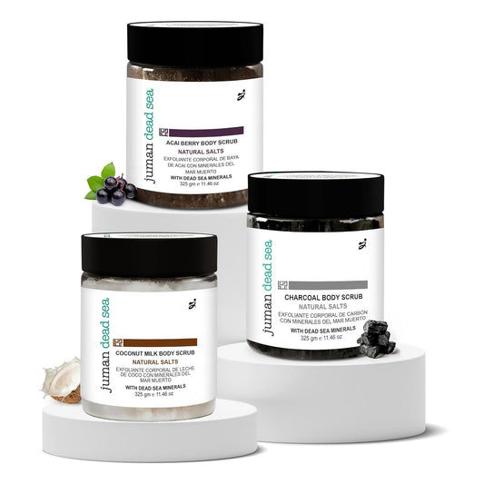 Juman Dead Sea Minerals Exfoliating Body Scrub Set | Infused with Essential Oils | Regular Body Care Kit | SlS & Paraben Free | Vegan | Scrub Pack of 3
