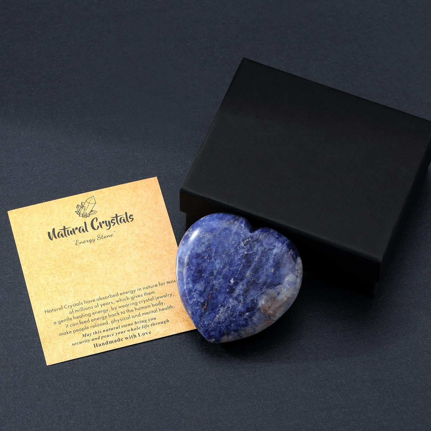 MAIBAOTA 60 mm Blue Sodalite Crystals Large Heart Stone Healing Crystals Heart Reiki Crystal Gemstone Polished Heart Shaped Rocks Meditation Mothers Day Crystal Gifts for Mom Her