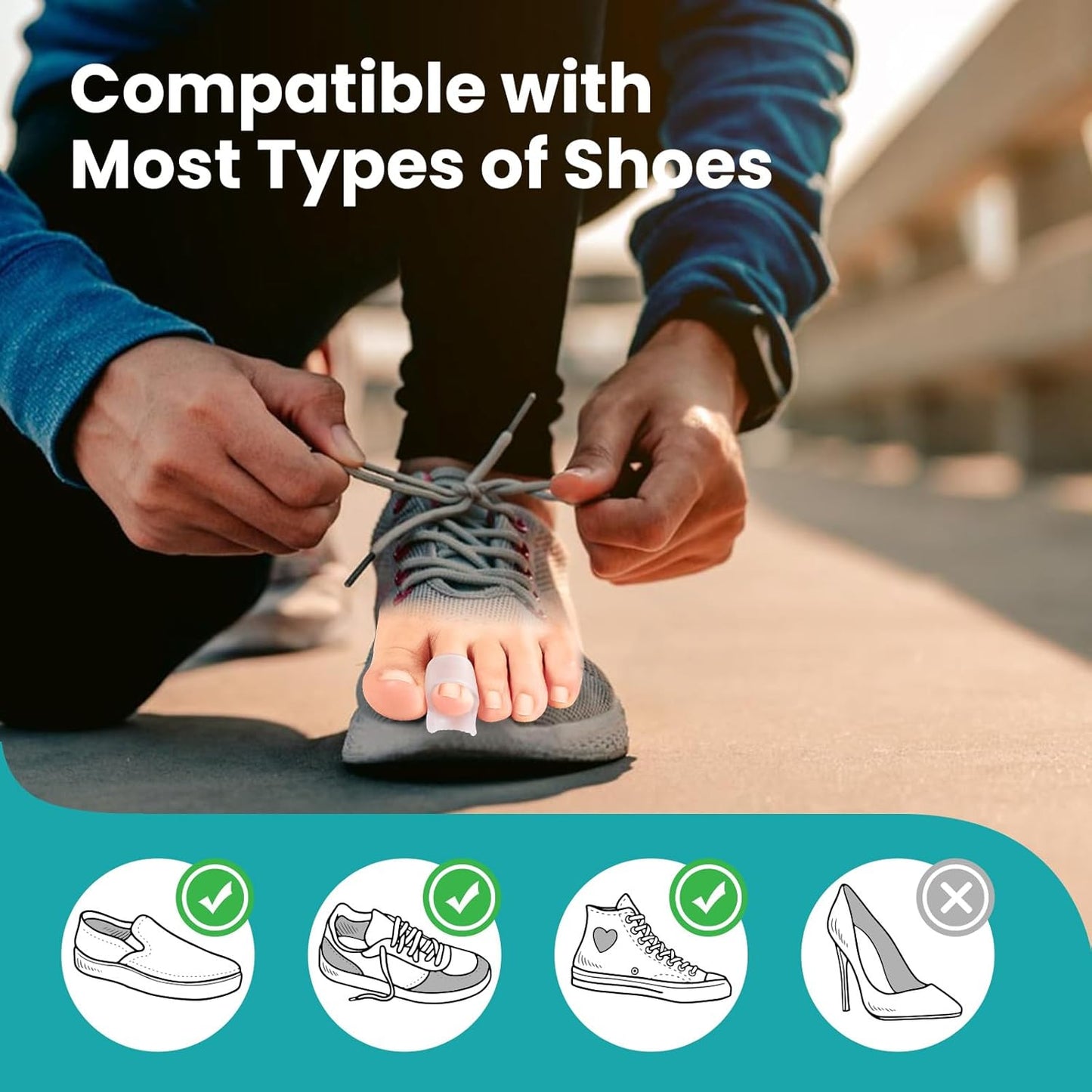 Hammertoe Corrector for Women - Soft Gel Toe Straighteners - Realign Bent, Curled, Crooked, Claw, Bunion, Hammer Toes - Toe Corrector for Men（6 Count, 3 Different Sizes, Clear）