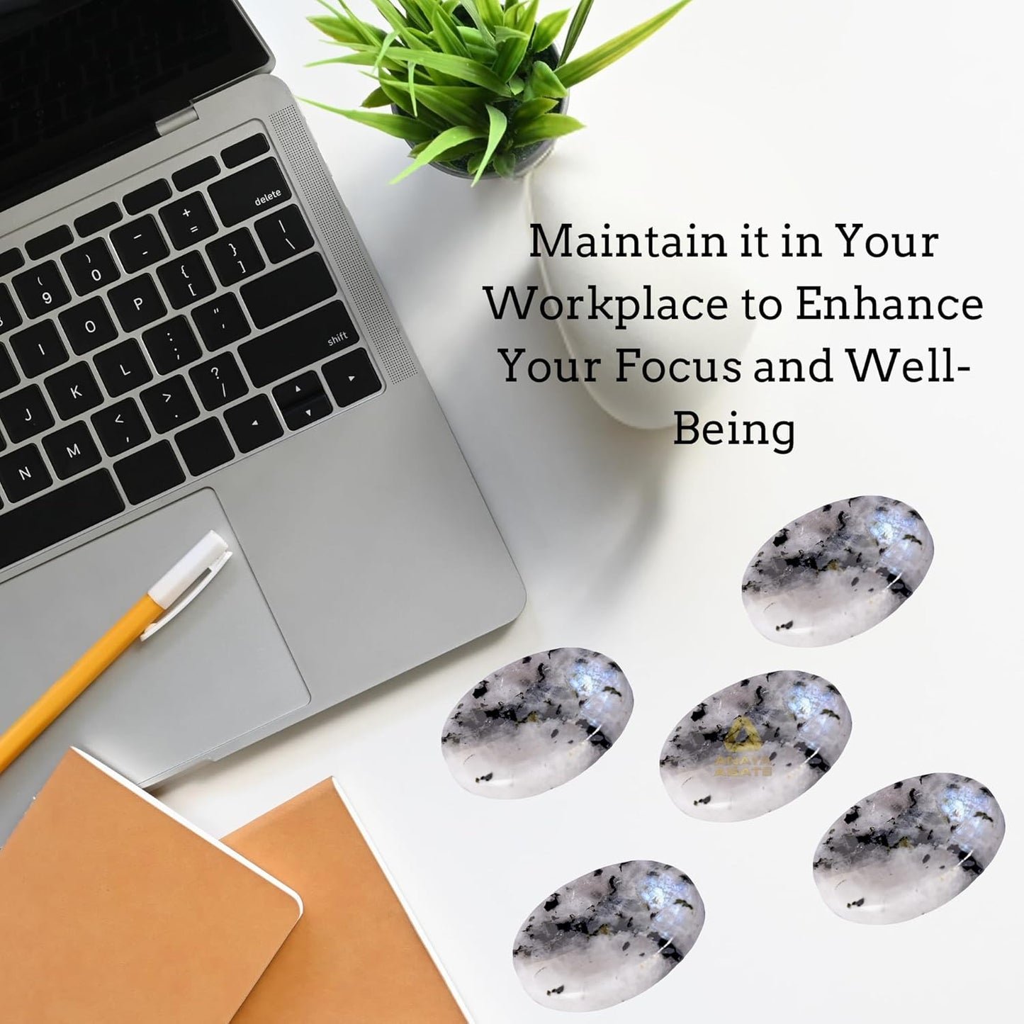 Rainbow Moonstone Worry Stones – Crystal Thumb Worry Stone for Anguish, Stress – Relaxing and Soothing Balance Stones for Meditation, Stress Relief – Healing Stones and Crystals for Men and Women