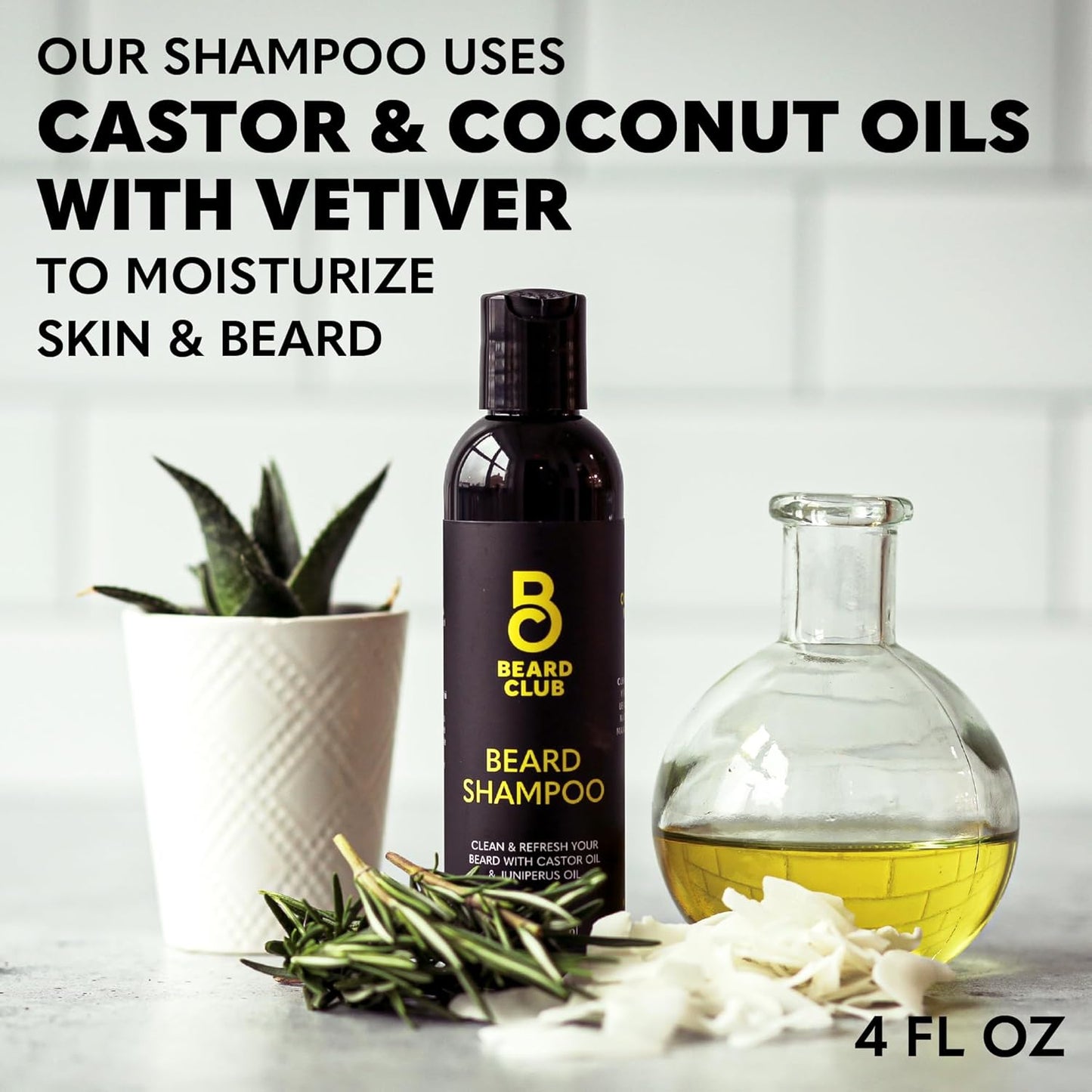 The Beard Club Original Premium Beard Shampoo - Natural & Nourishing Formula for Soft, Clean & Healthy Facial Hair - Gentle on Skin - Sulfate & Paraben Free - 4 fl oz