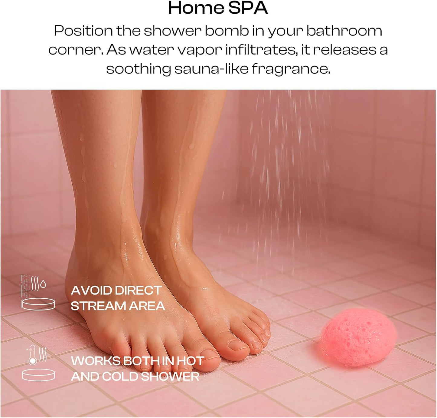 Shower Steamers Aromatherapy Heart-Shaped Pink with Rose Scent Natural Essential Oil for Self Care Home Spa Birthday Gift Daughter Wife Mom, Pack of 6 (Pink)