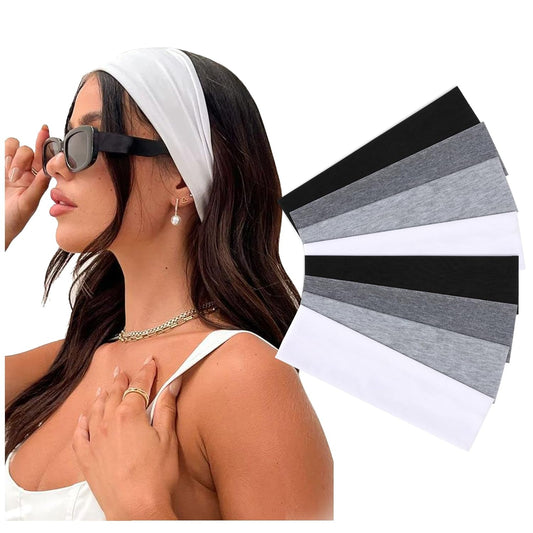DRESHOW 8 Pack Sports Headbands for Women Non-Slip Stretchy Fashion HairBand Curly Hair Headband Soft Hair Accessories for Daily Wear Workout Yoga Running