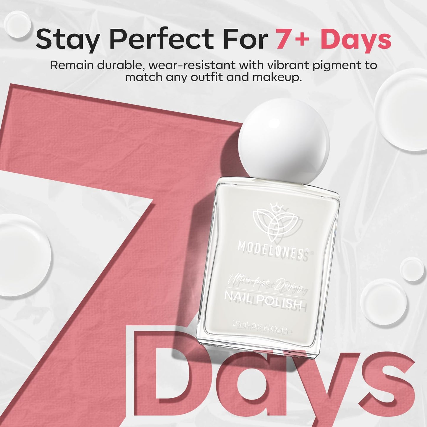 modelones Milky White Nail Polish, 15 ml Jelly Milky White Sheer Clear Nail Polish, Quick Dry Nail Lacquer Strengthener Long Last Nail Art DIY Manicure Gift for Women Girls 0.5 Fl Oz