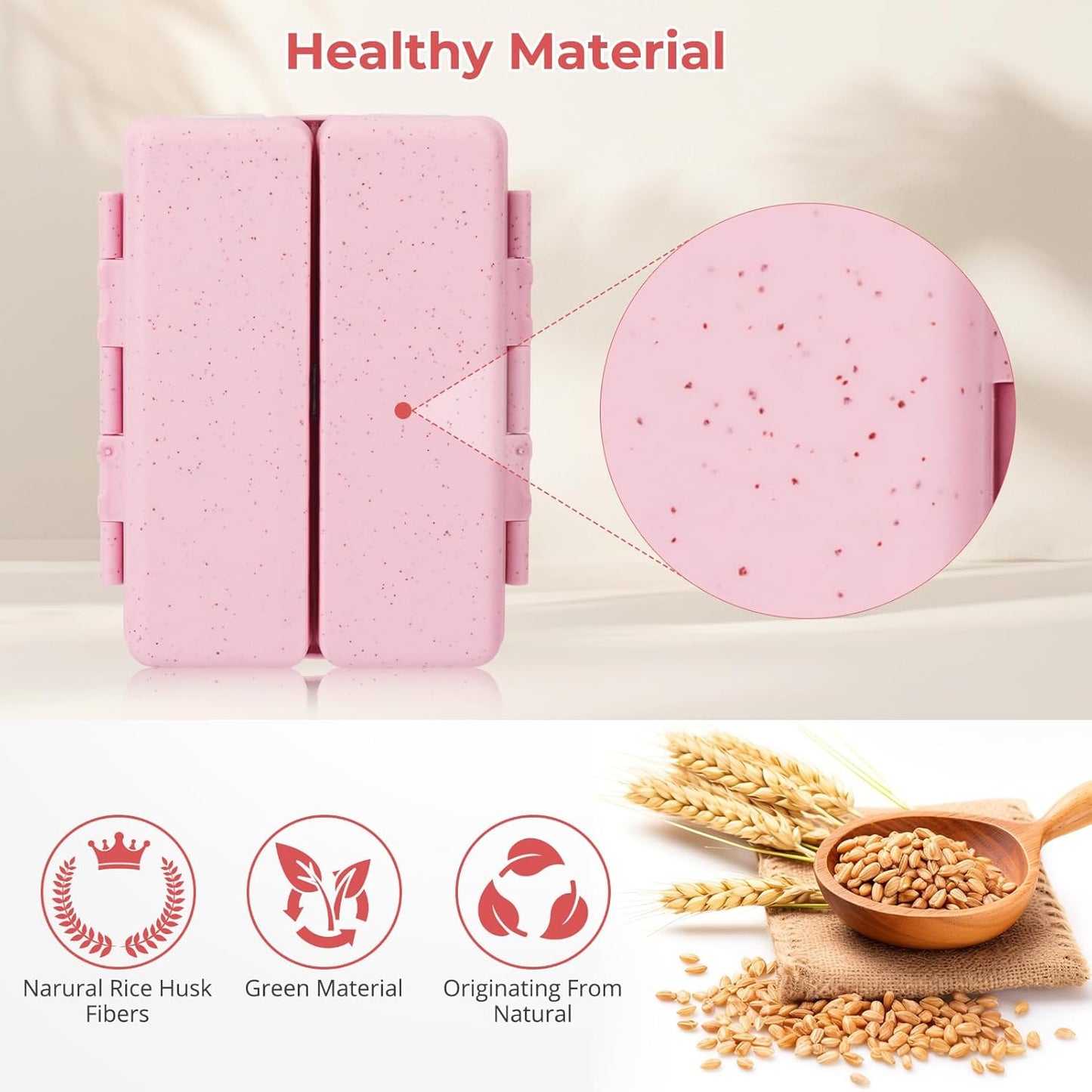 Zentiky Small Daily Pill Organizer with Labels, Medicine Pill Organizer Fit with Your Purse or Pocket for Travel to Hold Vitamin, Fish Oil, Supplement,Cotton Swabs, Bandages or Jewelry-Pink