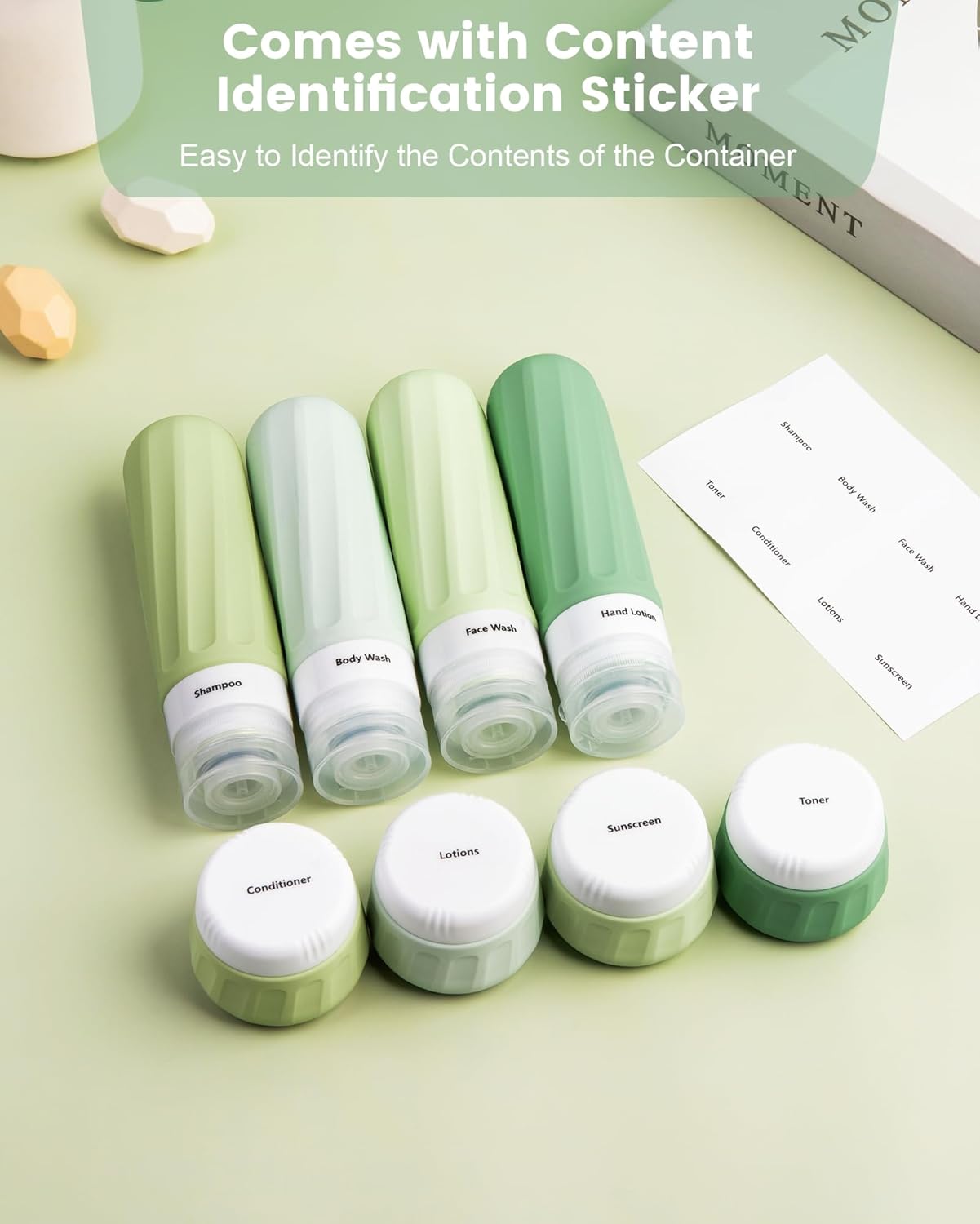 Travel Size Toiletries 10 Pack, TSA Approved 3oz & 1oz Silicone Refillable Containers with Clear Travel Bag