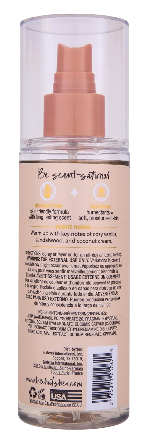 Tree Hut Fragrance Mist - Vanilla - 6 fl oz - Hydrating, Alcohol-Free Formula - Warm, Creamy Scent with Vanilla, Sandalwood, and Coconut Cream Notes