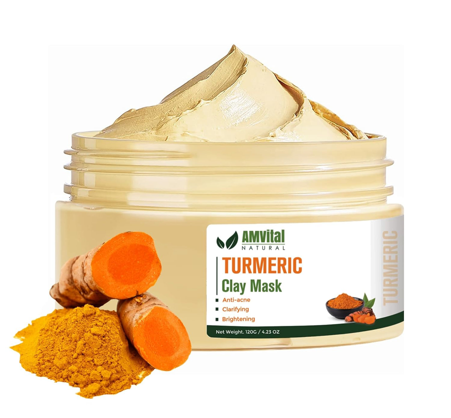 AMVital Turmeric Face Mask, Clay Facial Masks with Vitamin C, Skin Care for Acne and dark Spots, Smooth & Refine Pores, Anti Aging for Women, Non-Greasy Hydrating