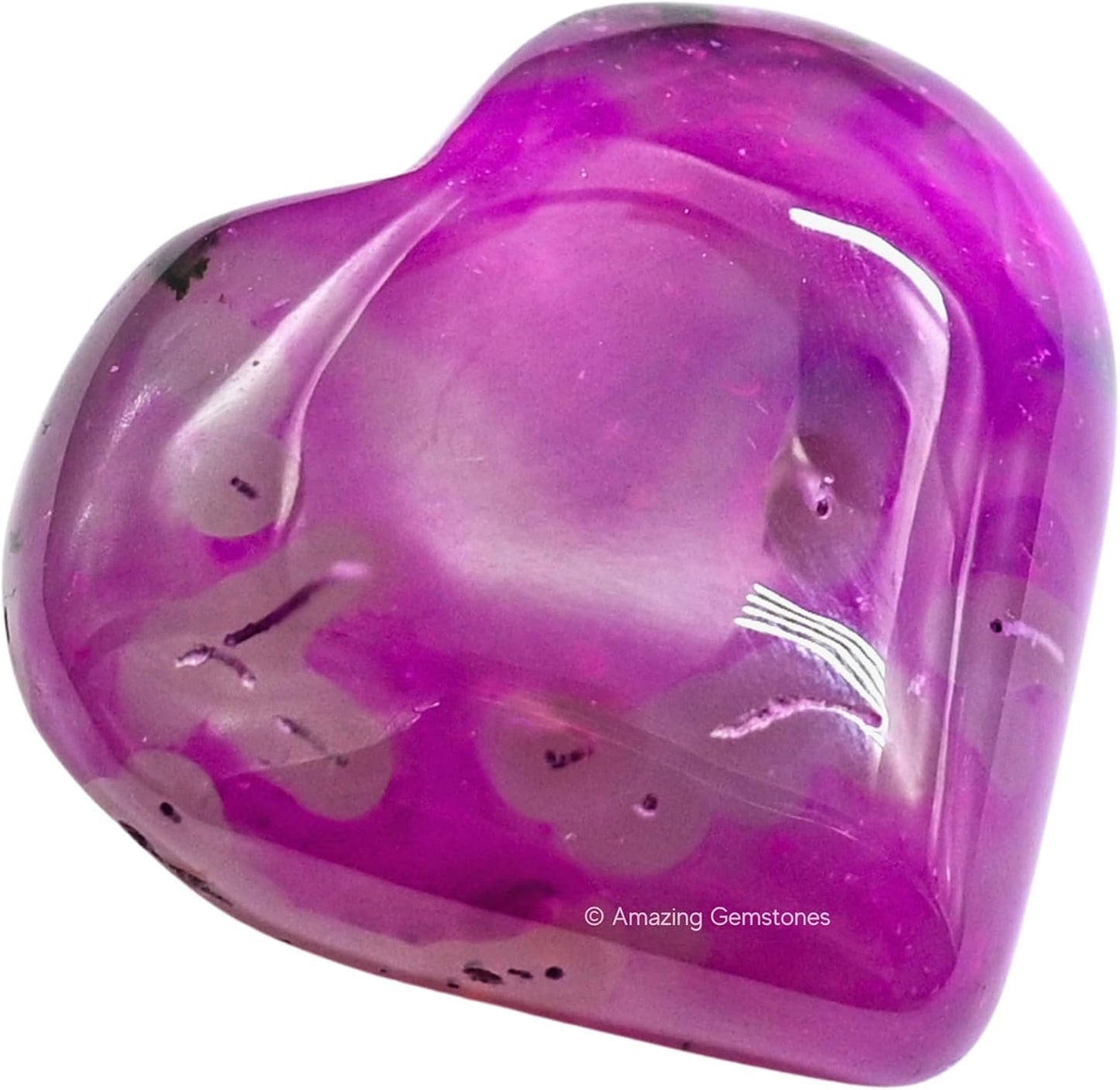 Amazing Gemstone Pink Onyx Agate Crystal Heart Palm Stone - Pocket Massage Worry Stone for Natural Body Chakra Balancing, Reiki Healing and Crystal Grid