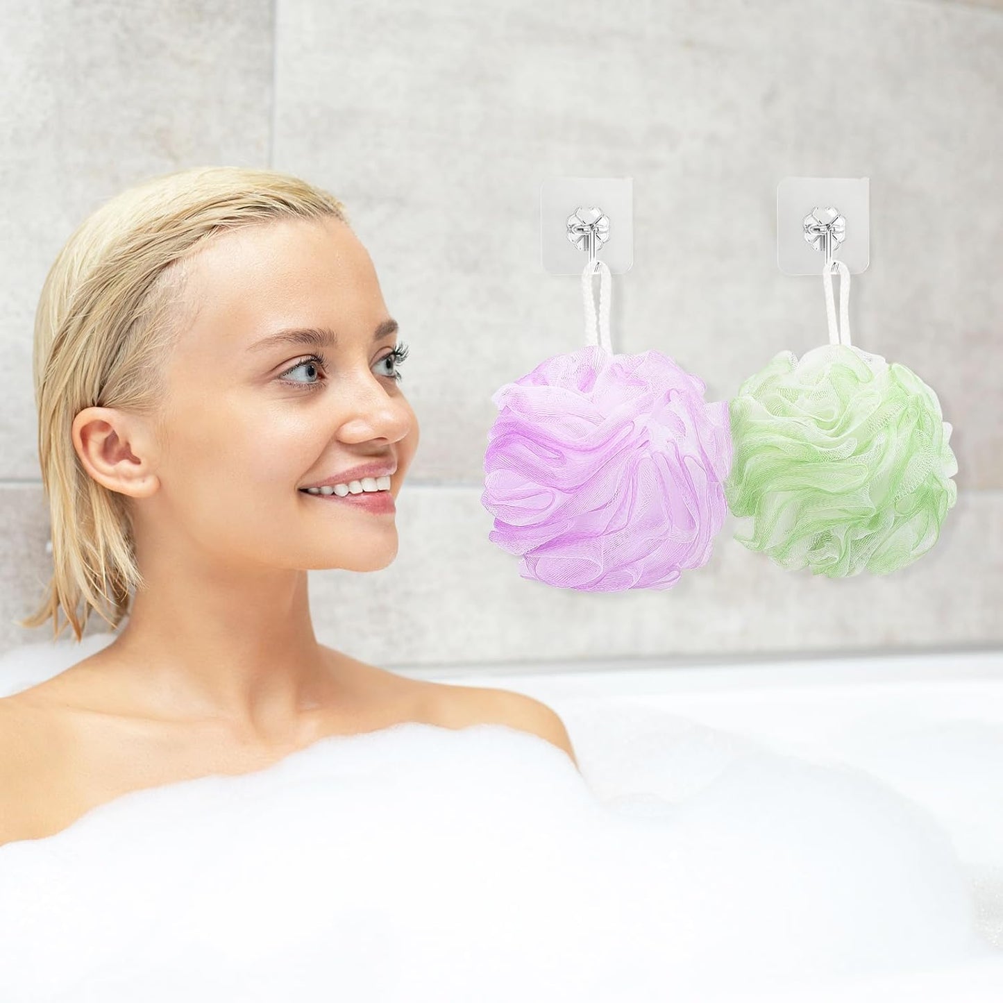 Tbestmax 4 Pack Bath Sponge Pouf Shower Loofah Body Scrubber Exfoliator, 60g/Piece - 4 Colors